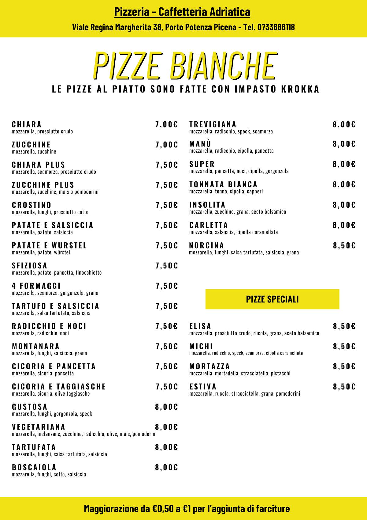 Menu di Pizzeria Adriatica 