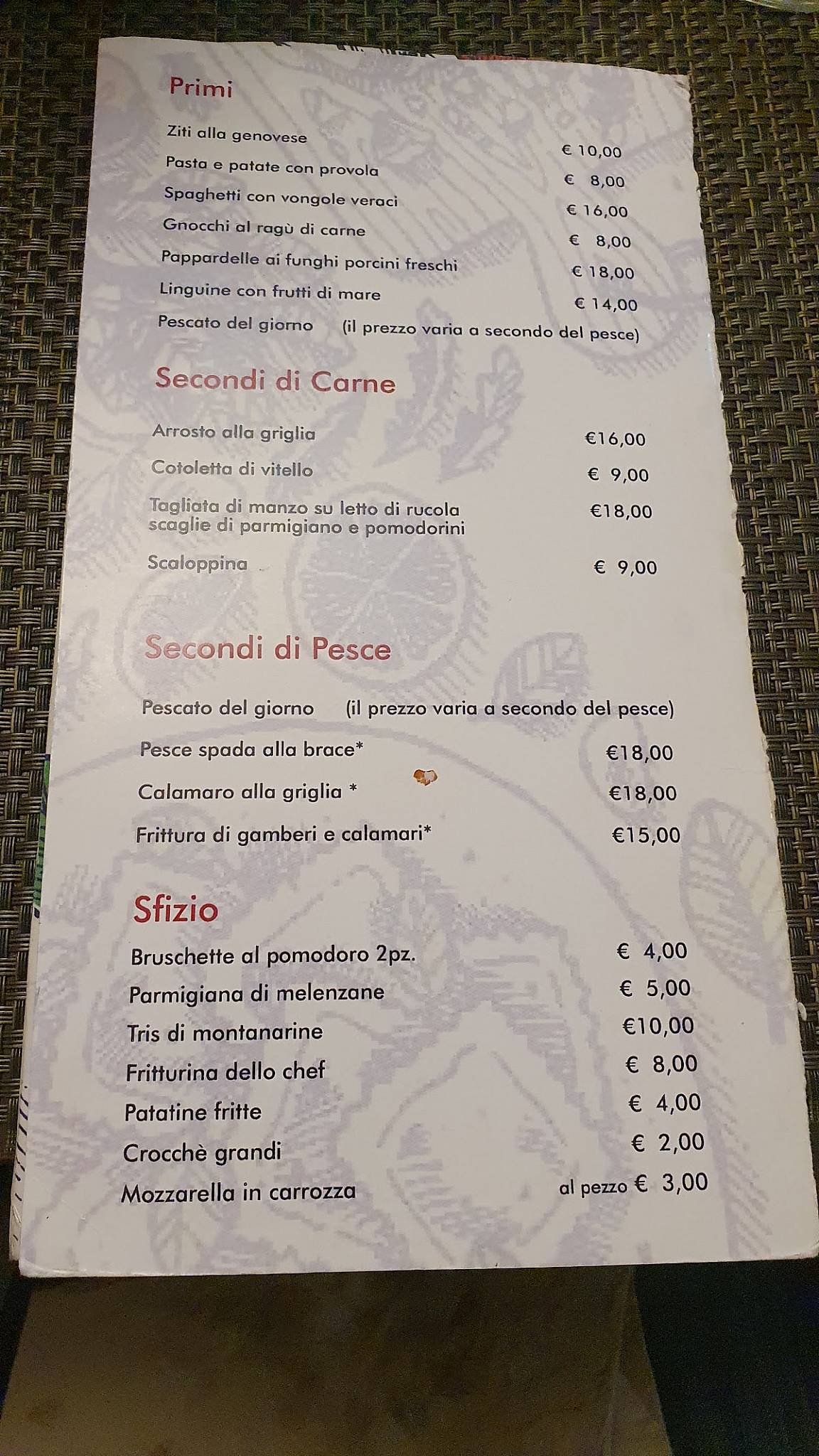 Menu de Pizzeria Alfredo & Alfredo