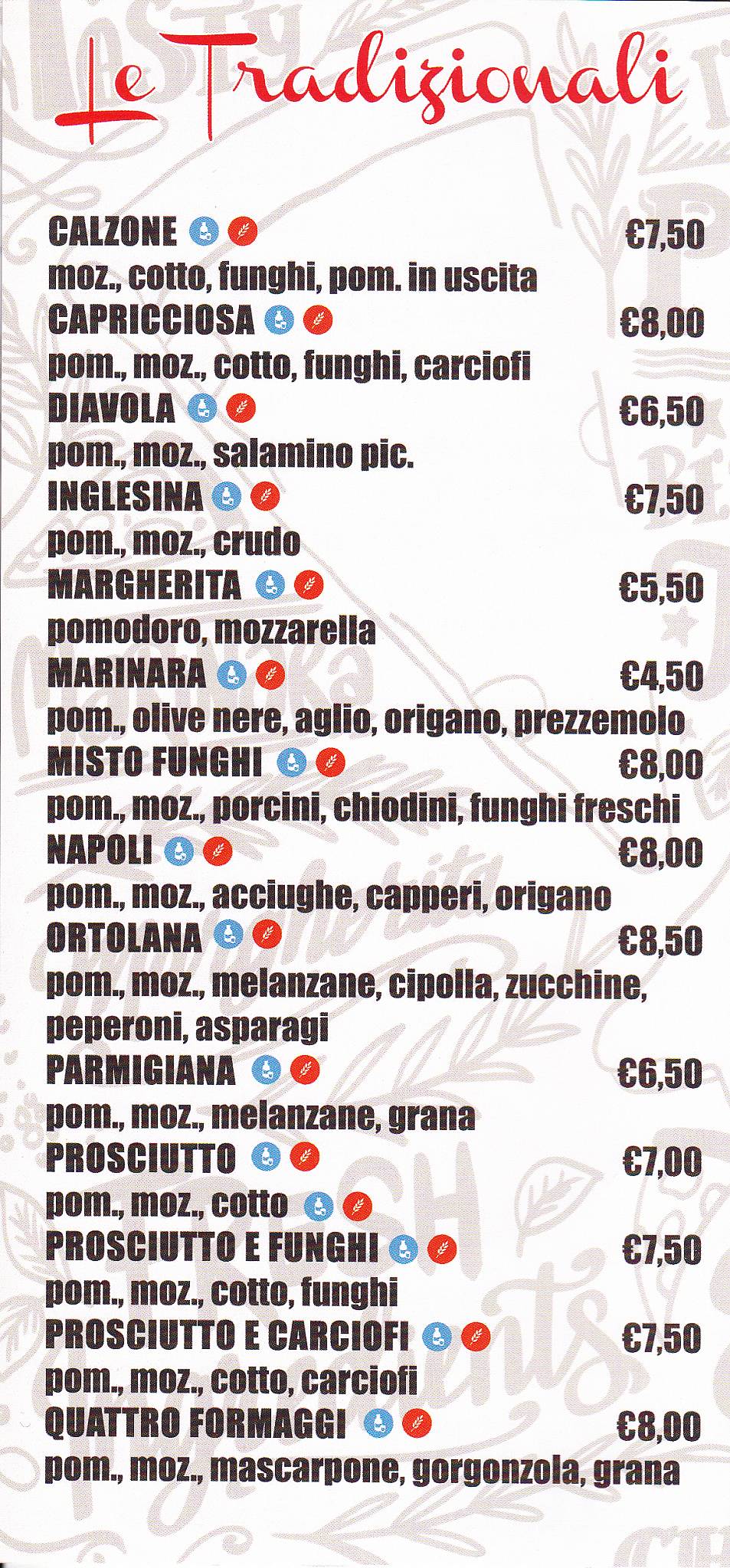 Menu di Pizzeria la Coppia 