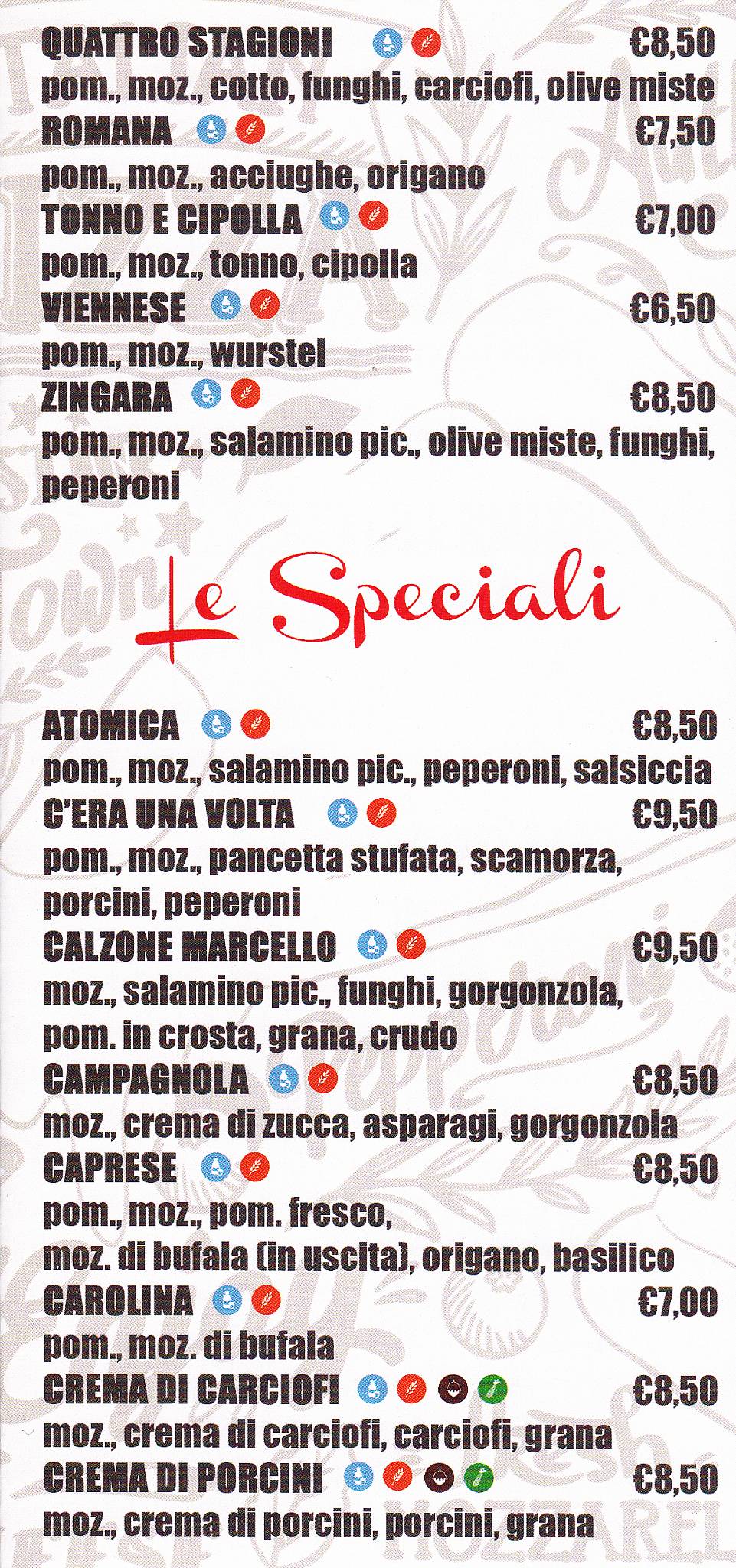 Menu di Pizzeria la Coppia 