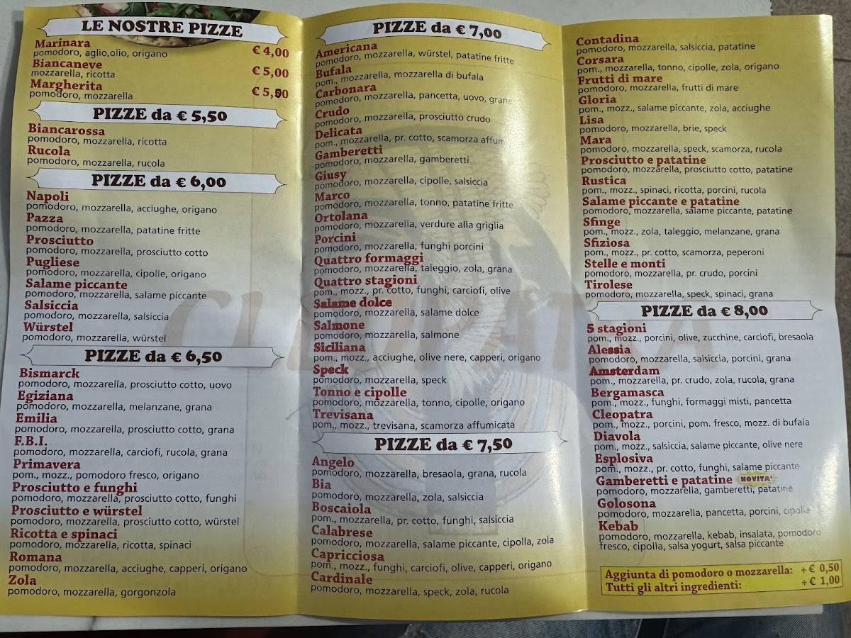 Menu di Pizzeria Cleopatra 