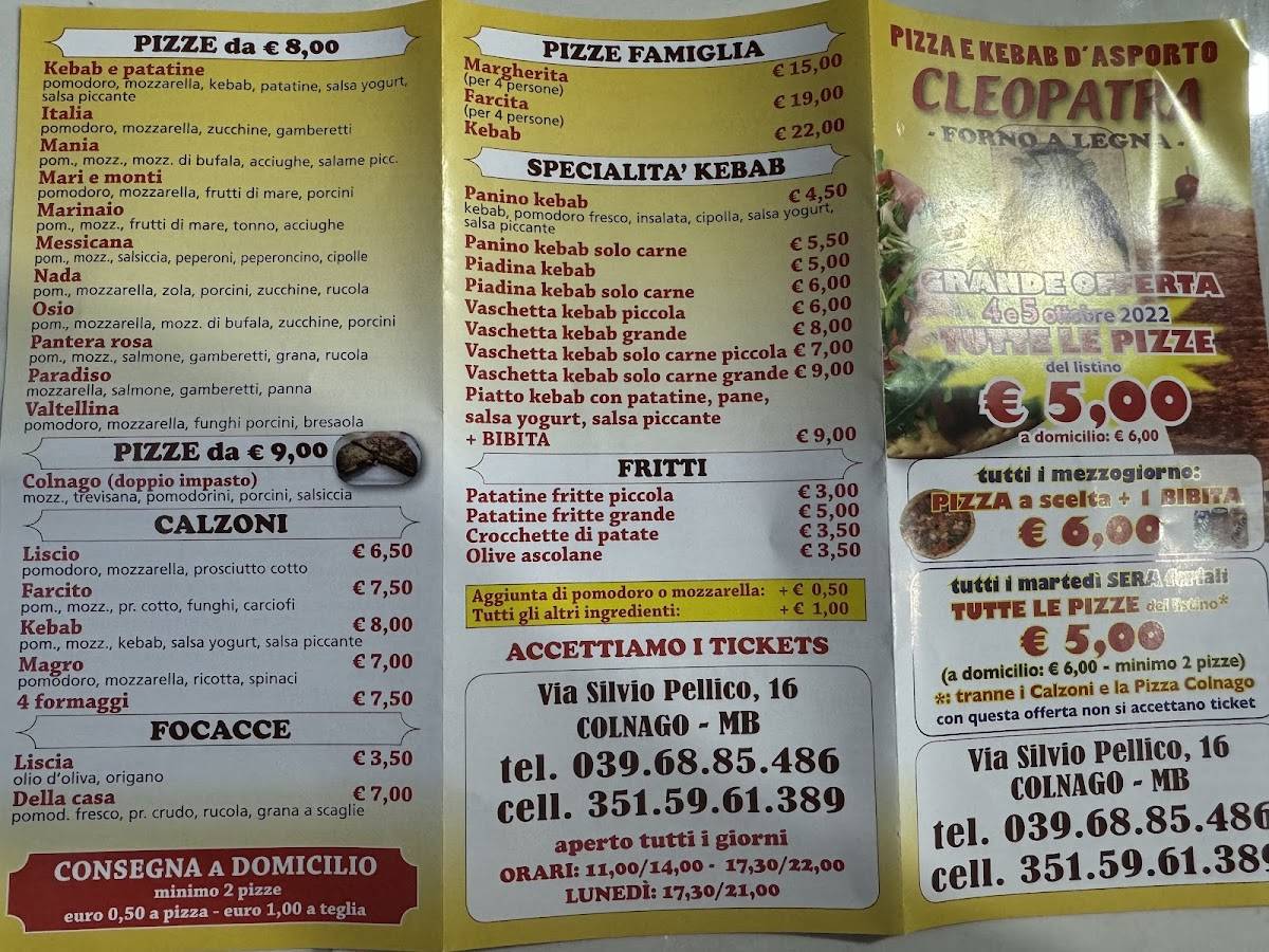 Menu di Pizzeria Cleopatra 