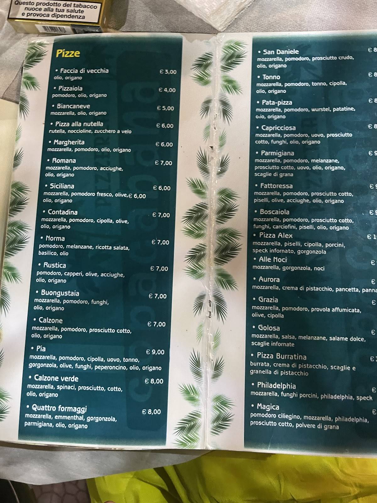 Menu di Pizzeria Copacabana 