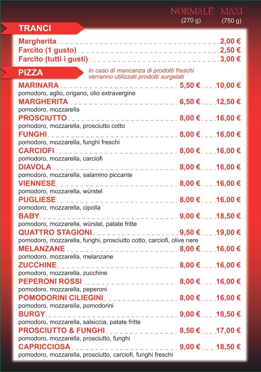 Menu di Pizzeria Da Gas Gas - Pozzuolo del Friuli 