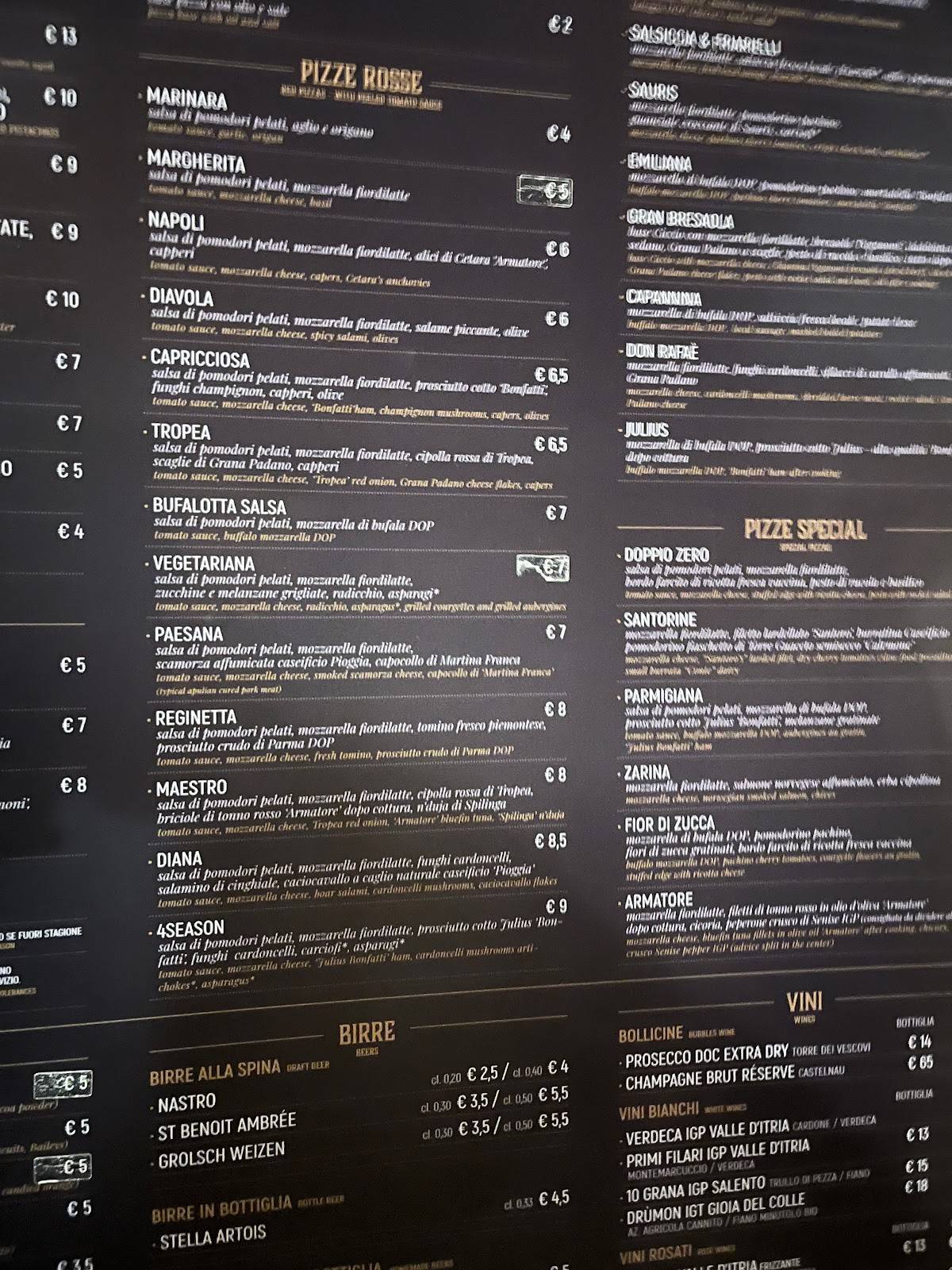 Menu de Pizzeria Doppio Zero