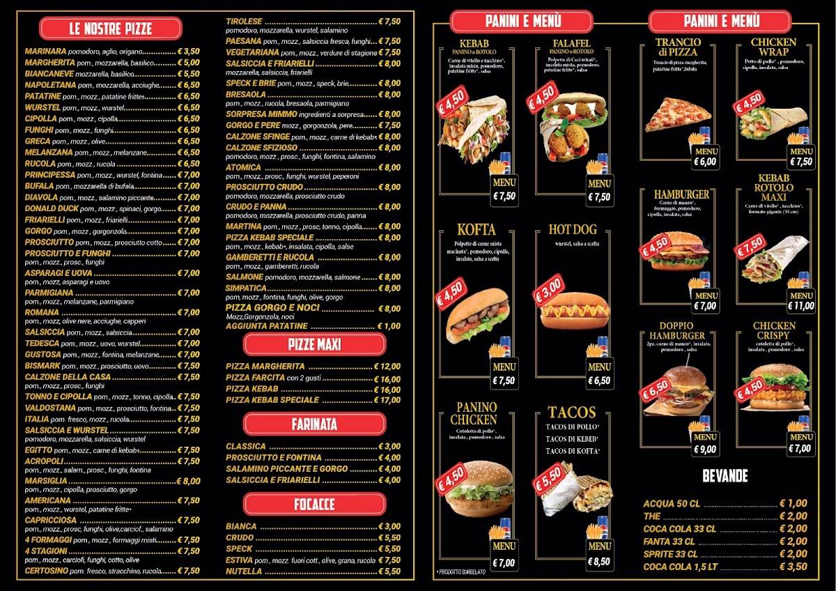 Menu di Pizzeria Egitto 