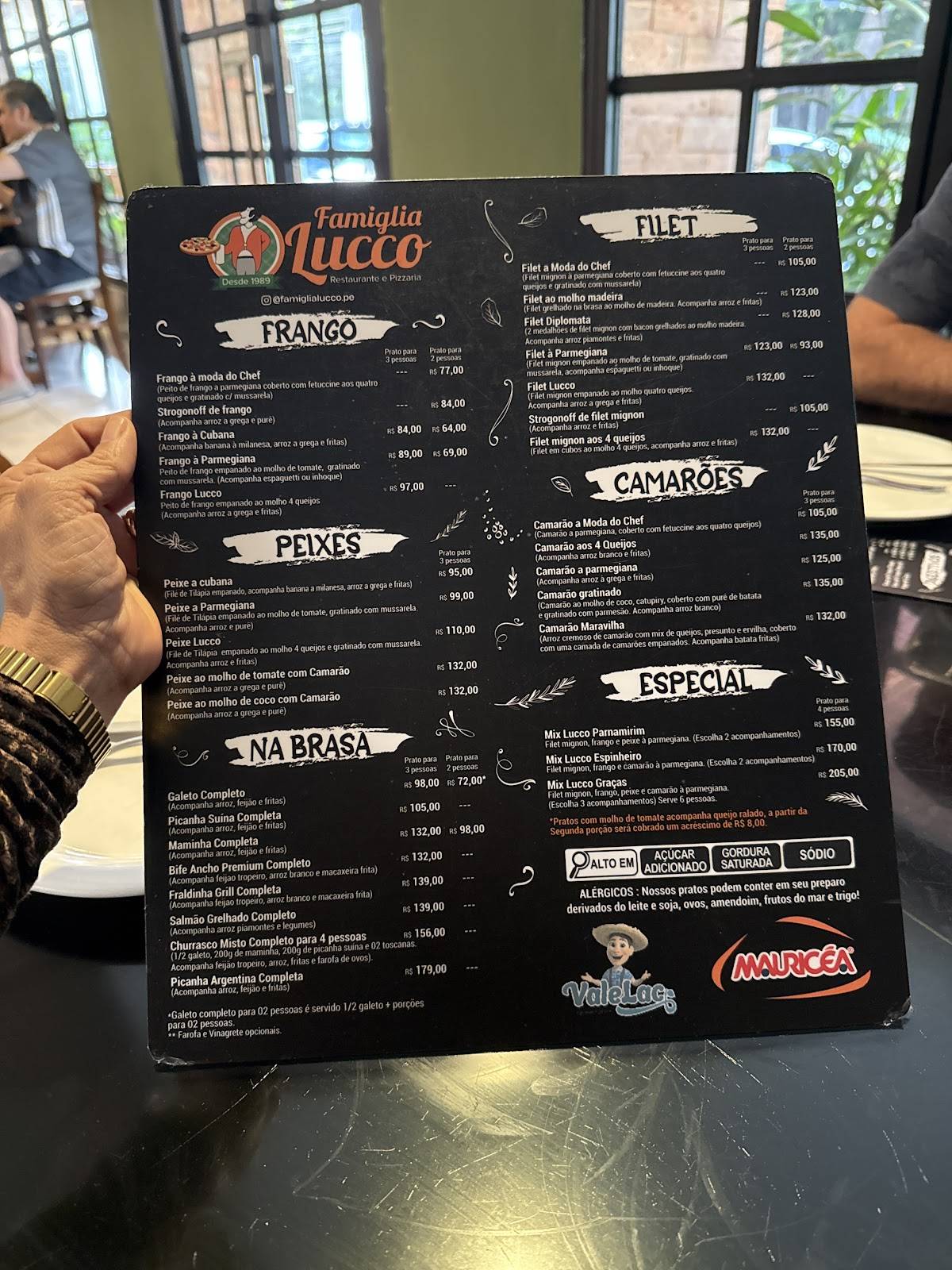 Famiglia Lucco cardápio