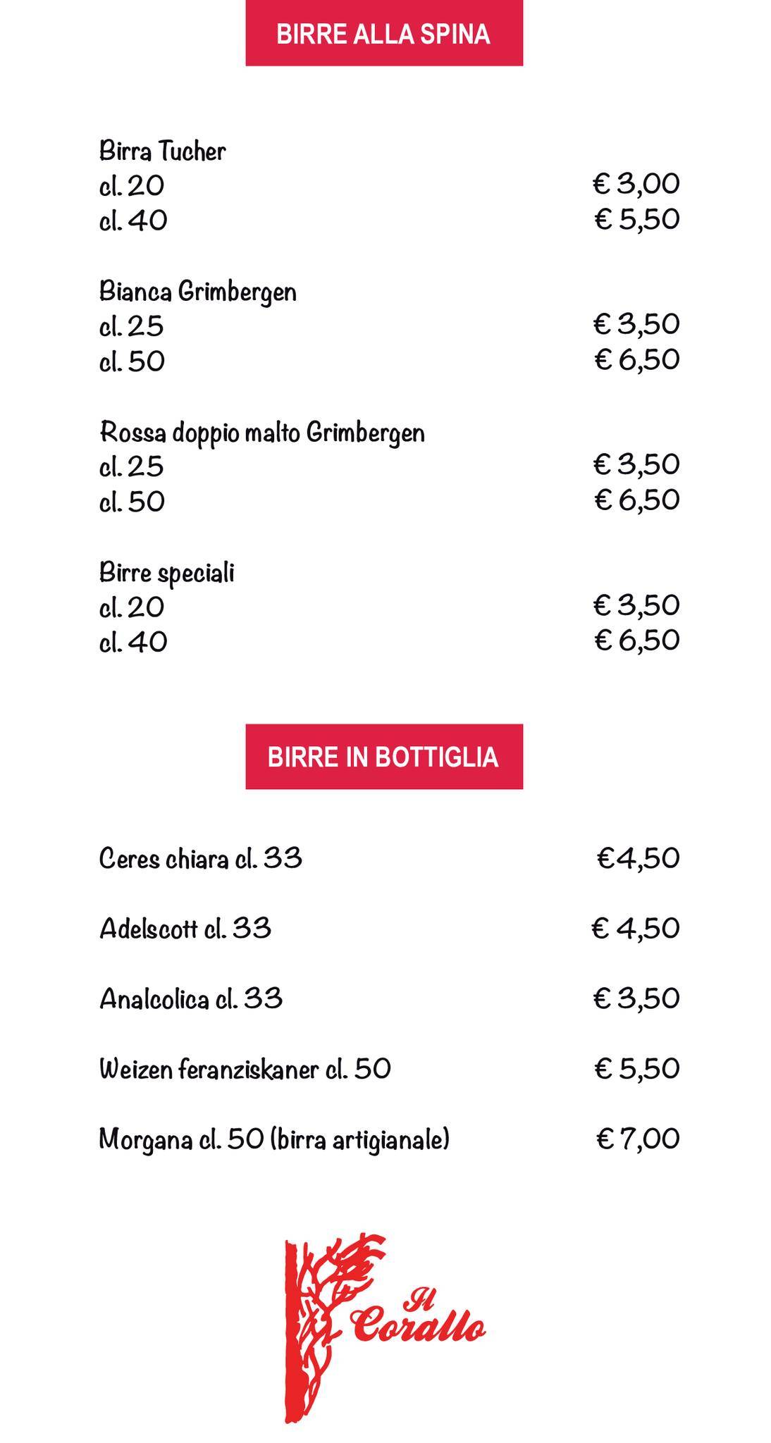 Menu di Pizzeria Il Corallo 