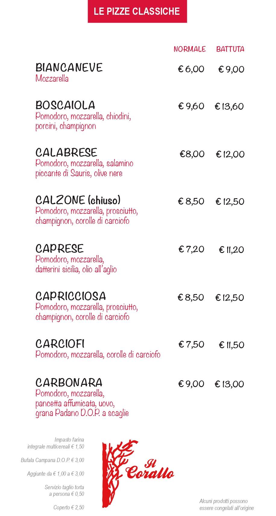 Menu di Pizzeria Il Corallo 