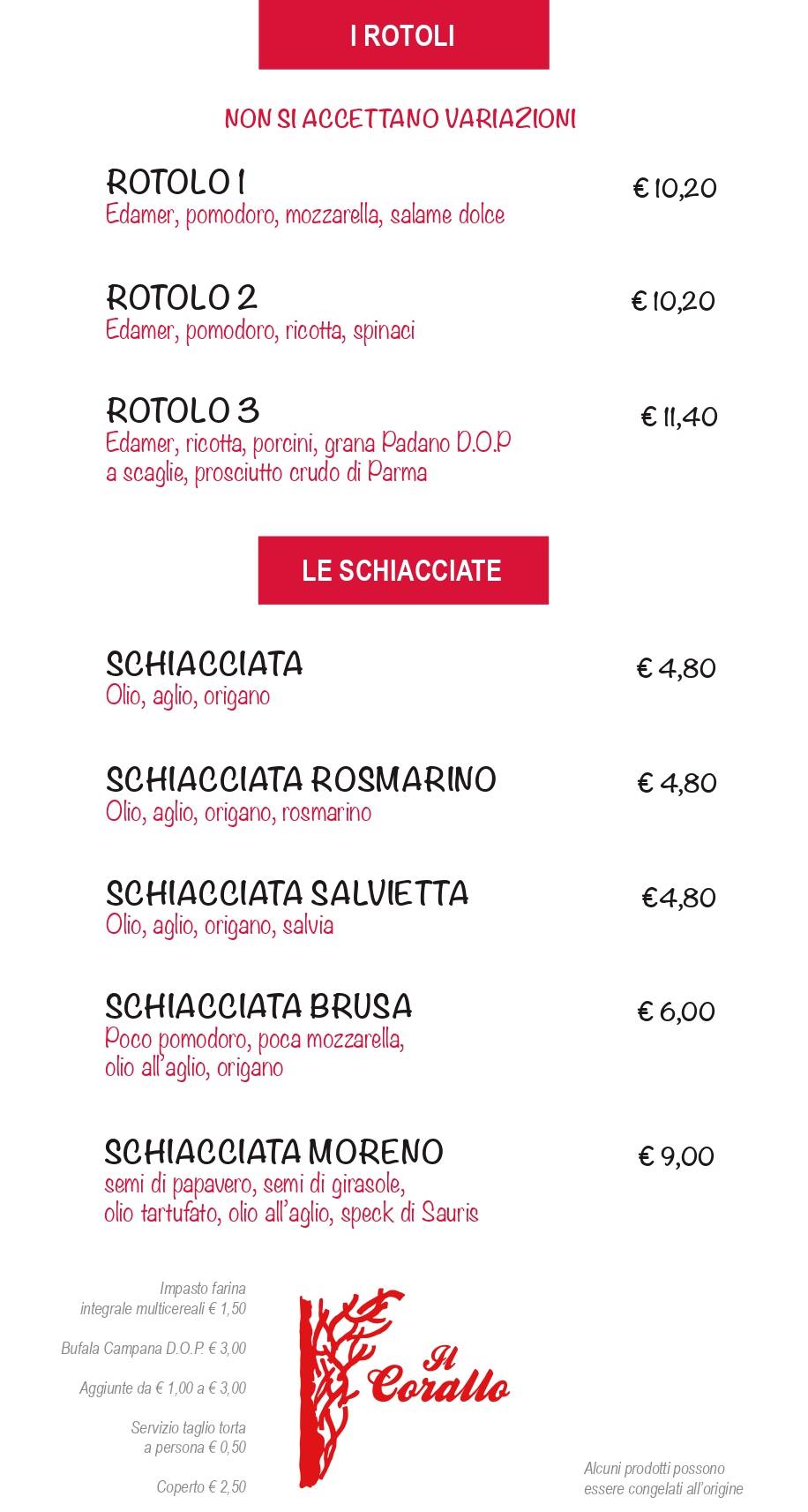 Menu di Pizzeria Il Corallo 