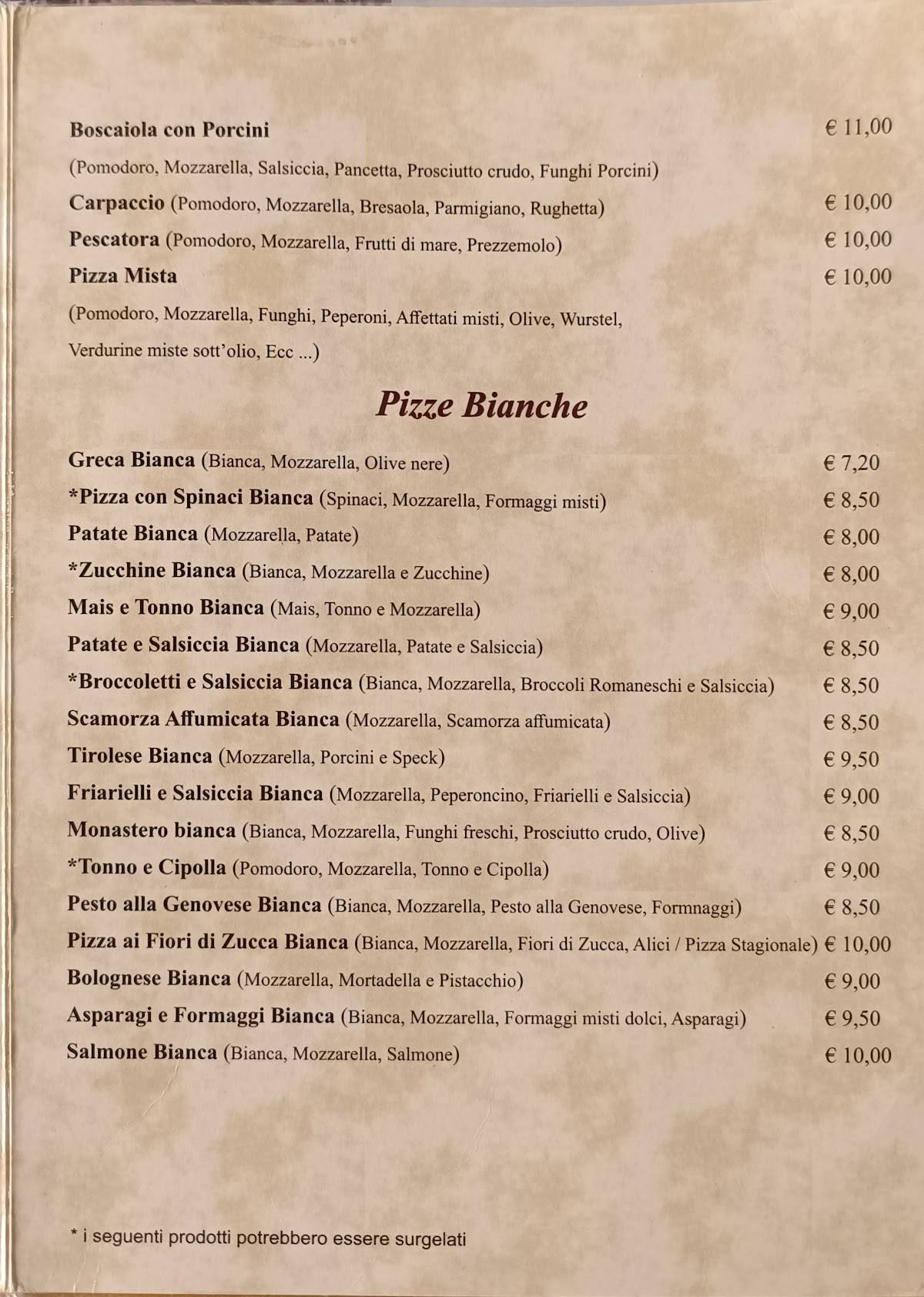 Menu di Il Monastero 