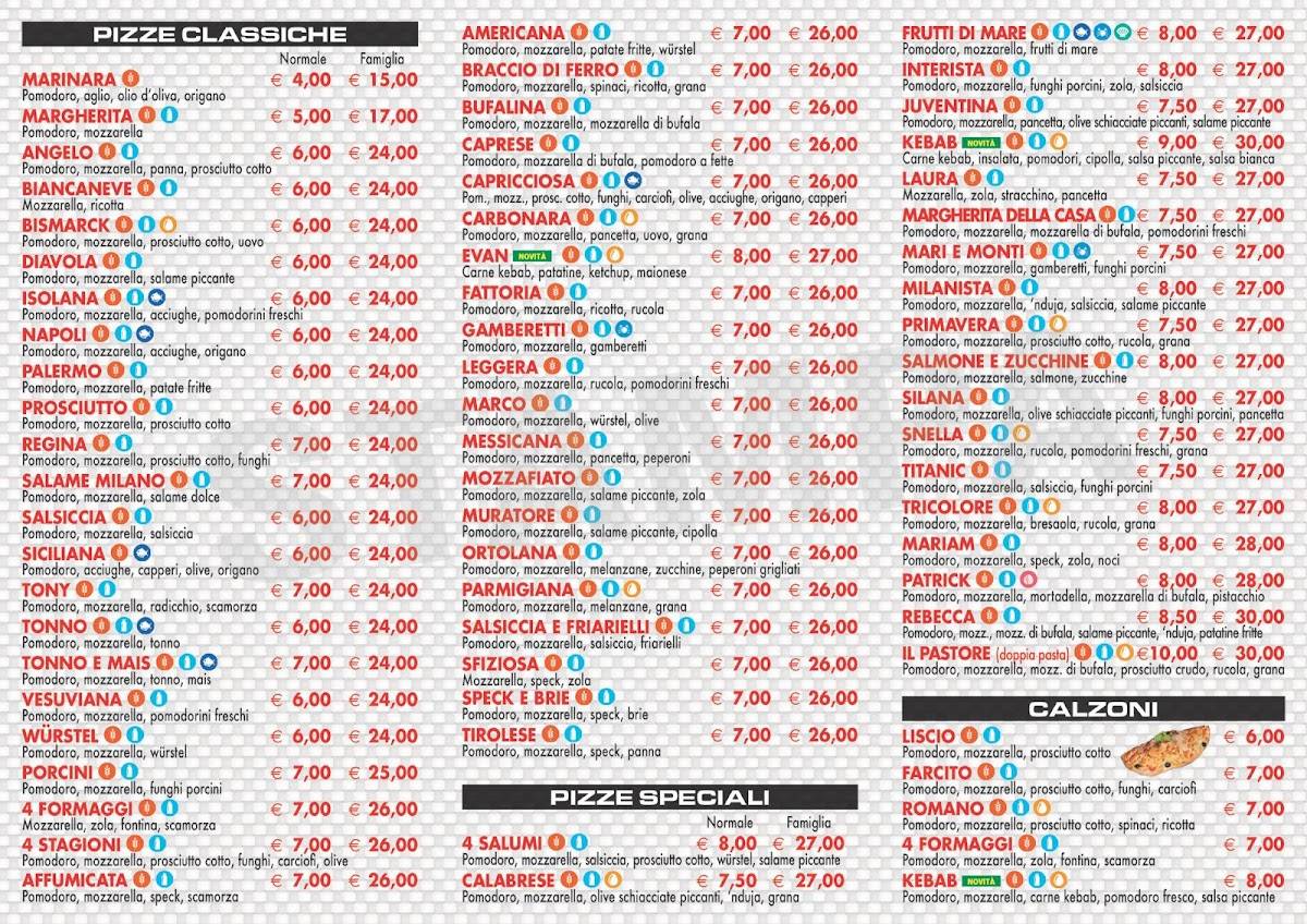 Menu di Pizzeria Il Pastore 