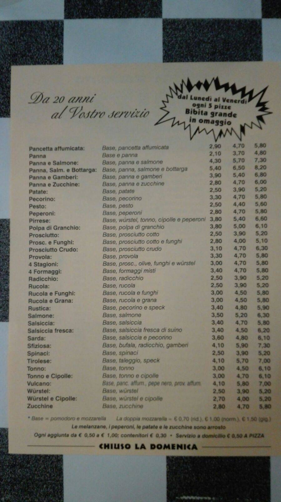 Menu di Pizzeria Lobizza 