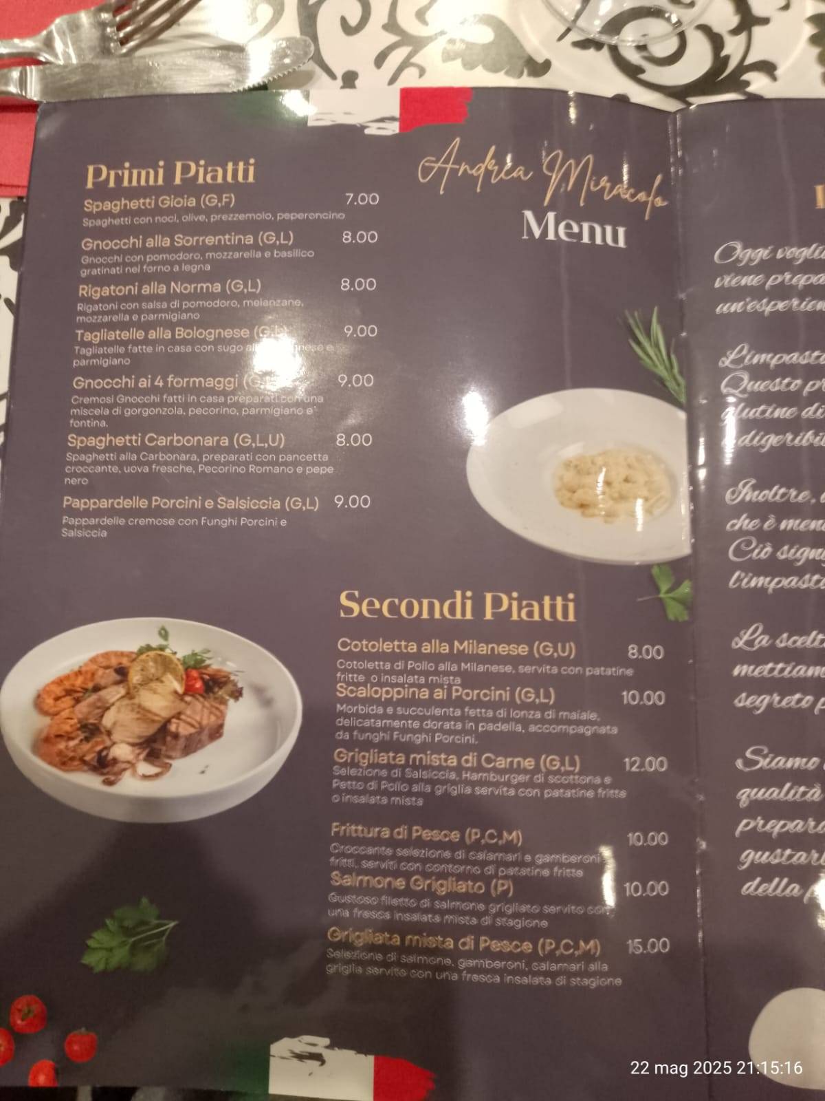 Menu di Pizzeria Miracolo da Andrea 