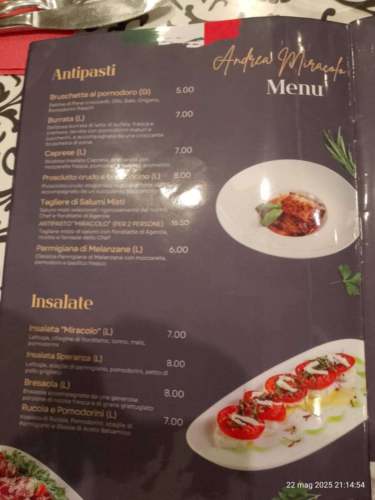 Menu di Pizzeria Miracolo da Andrea 