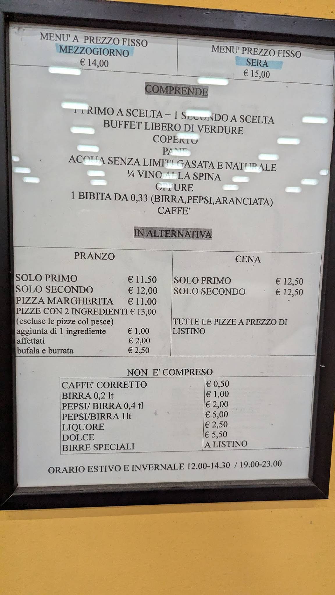 Menu di Ristorante Pizzeria Nonno Papero 