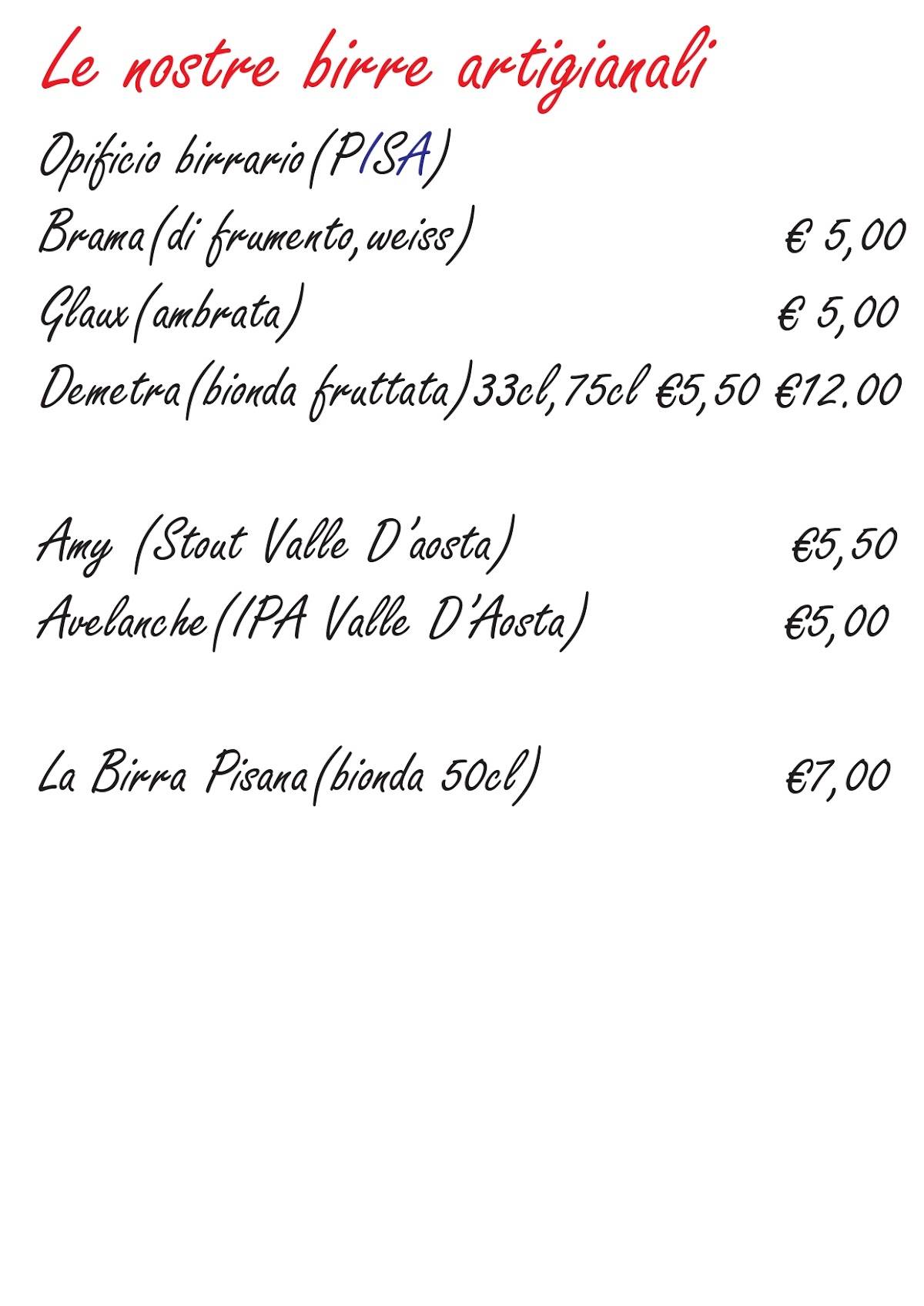 Menu di PIZZERIA EASY RIDER 