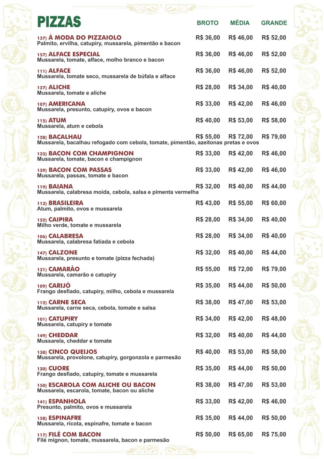 Pizzaria Cuore cardápio