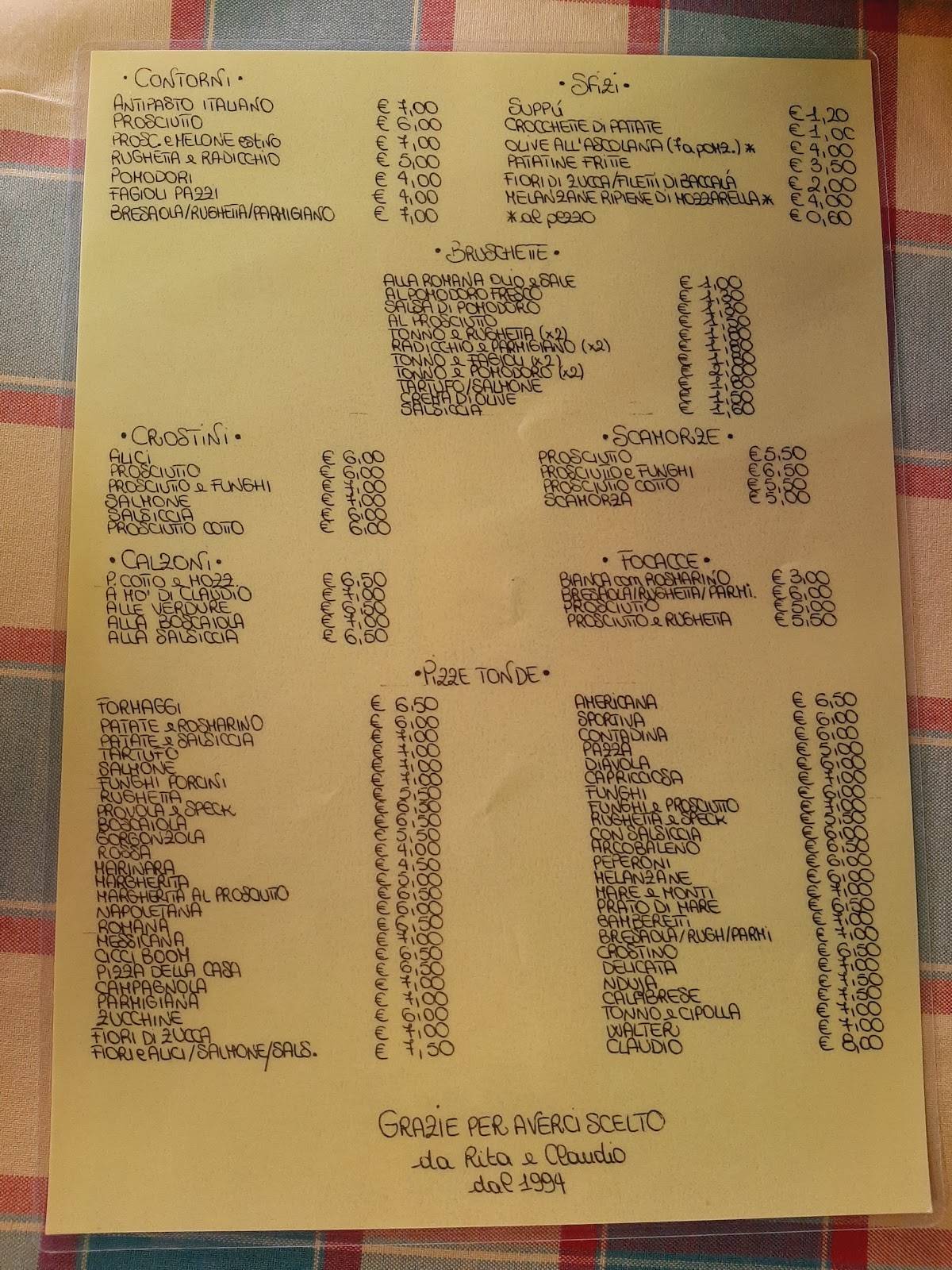Menu di I Due Pini 