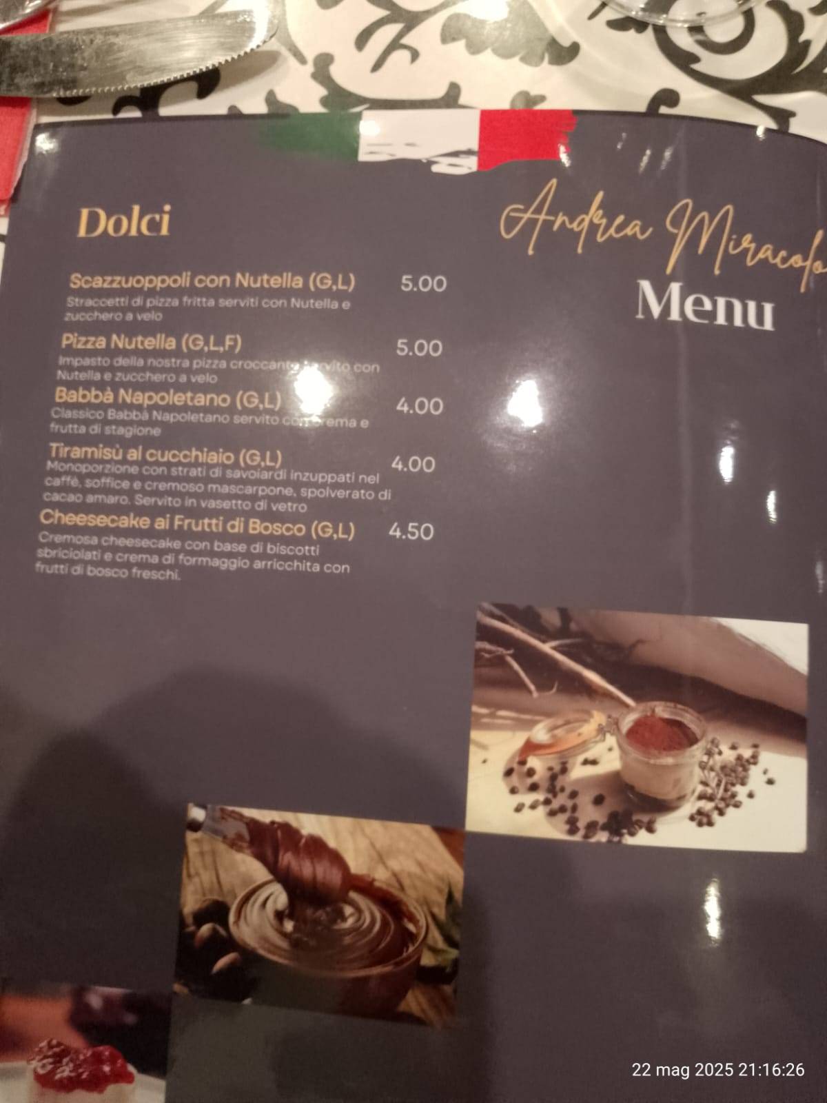 Menu di Pizzeria Miracolo da Andrea 