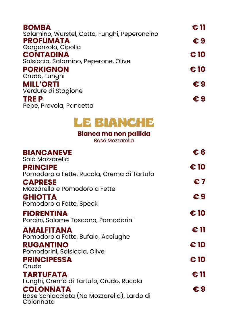 Menu di Pizzeria Rugantino 