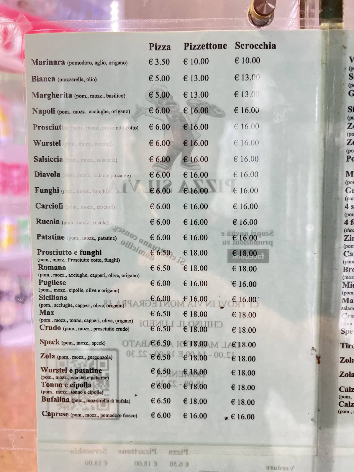 Menu di Pizzeria Silvia Di Gallo Massimo 