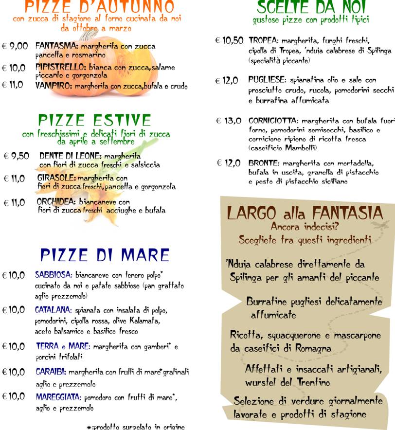 Menu di Pizzeria da Asporto Pizza Pirata 