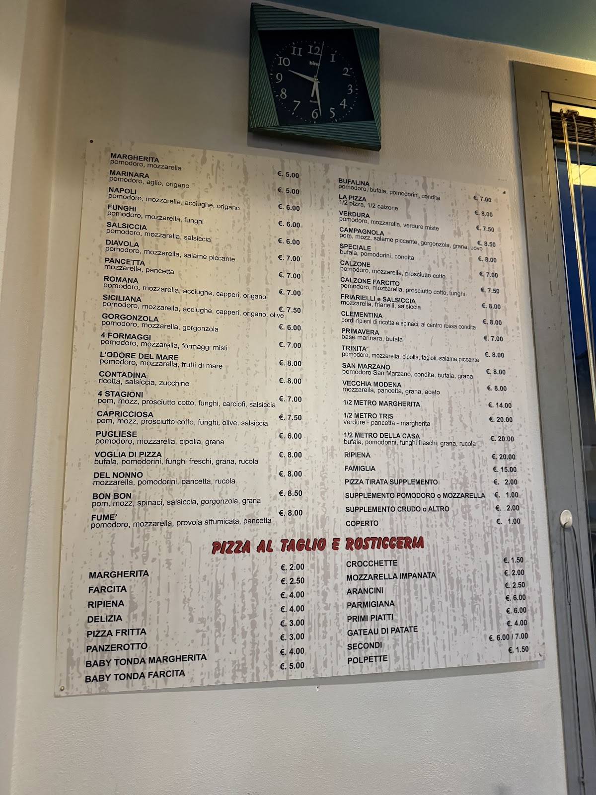 Menu di Quelli della Pizza 