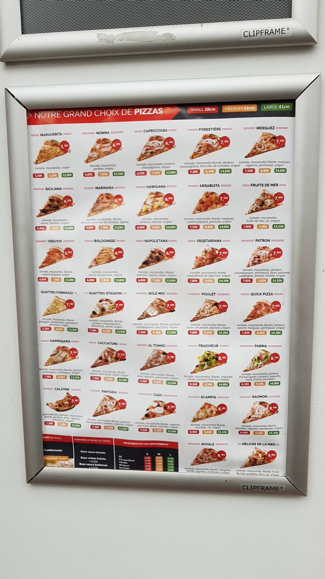 Menu de Quick Pizza Outremeuse