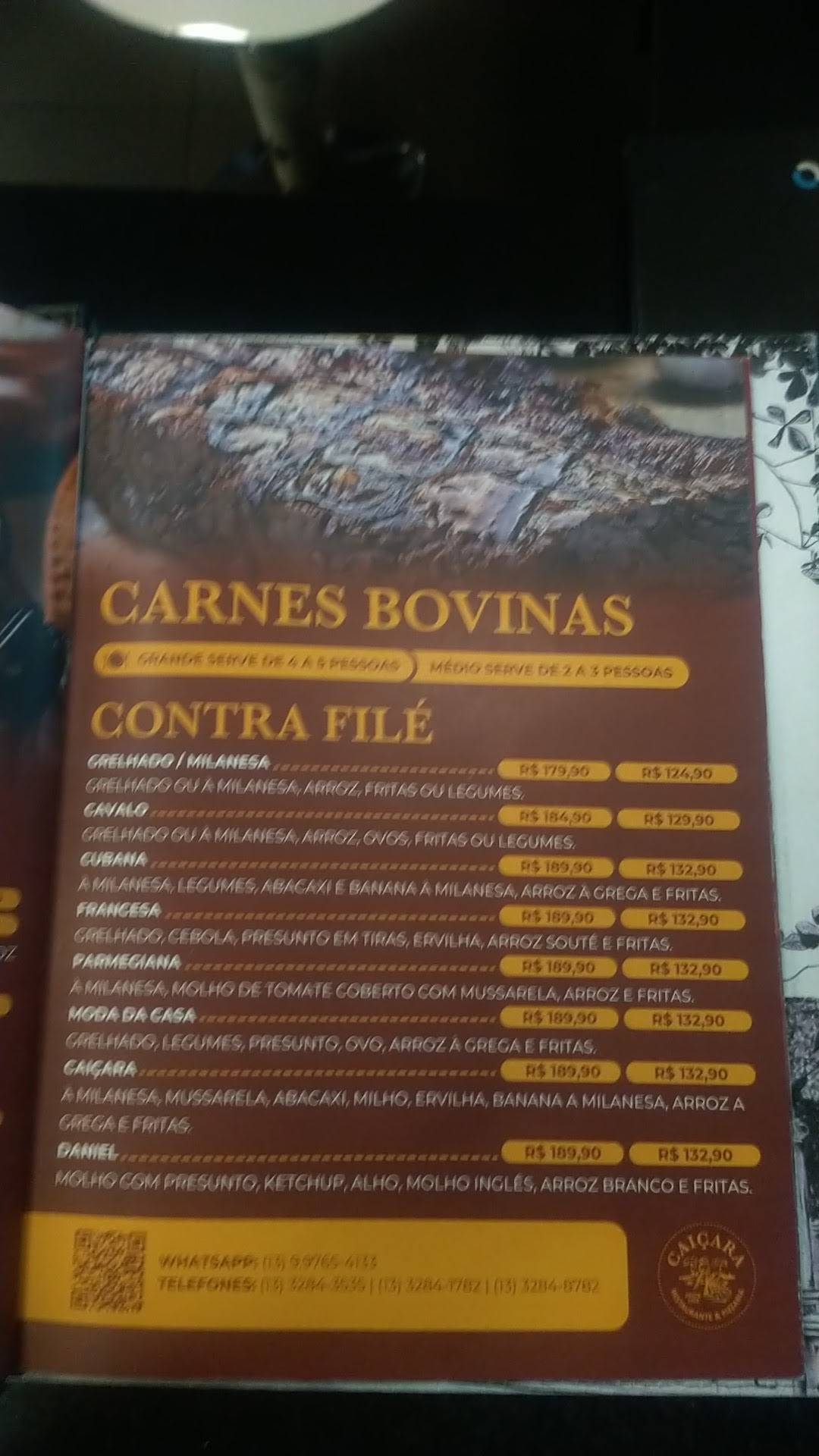 Restaurante e Pizzaria Caiçara cardápio