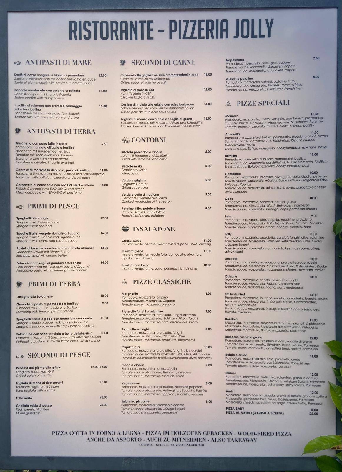 Menu di Ristorante Pizzeria Jolly 