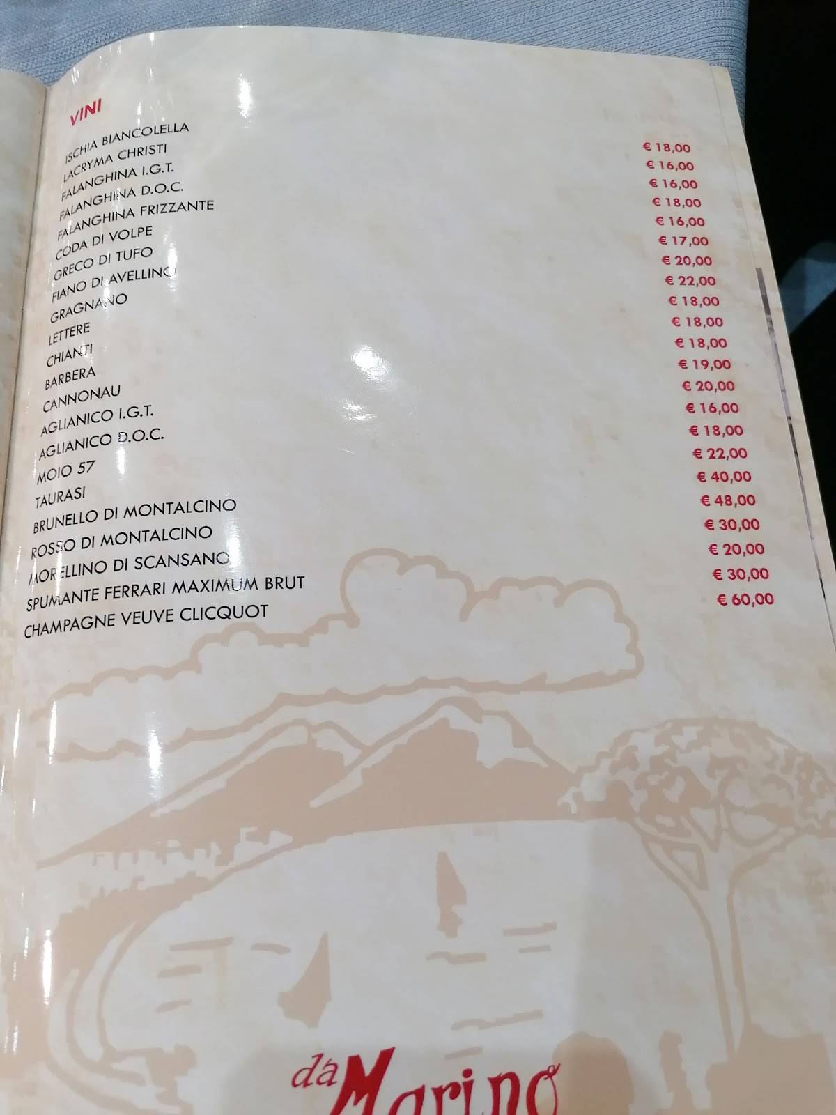 Menu di Ristorante Pizzeria da Marino 