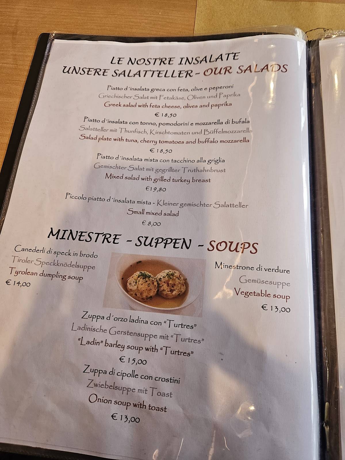 Menu di Pizzeria Ristorante Salvan - Corvara in Badia (bz) 
