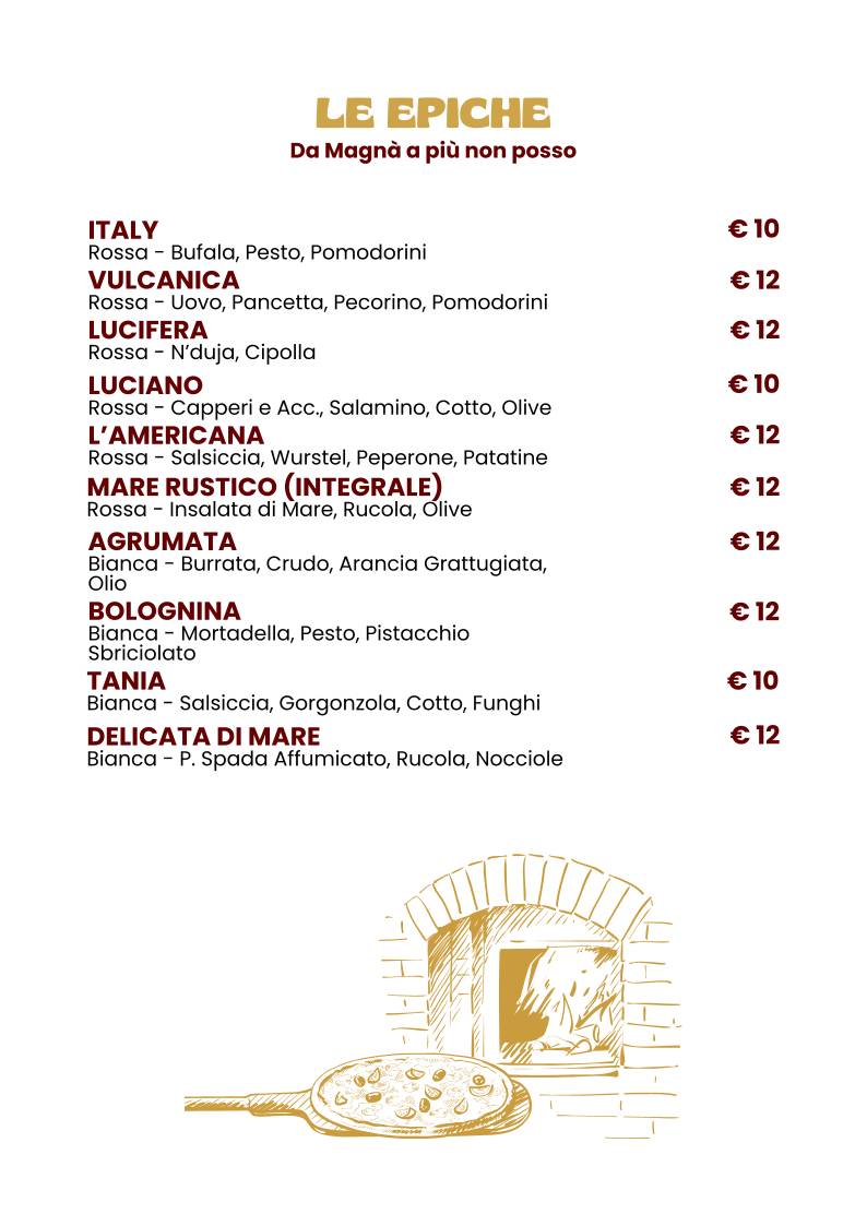 Menu di Pizzeria Rugantino 