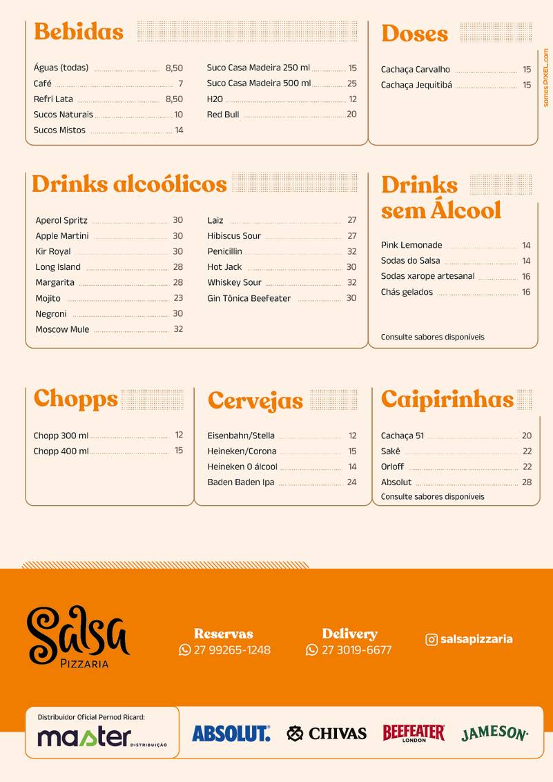 Salsa Pizzaria cardápio