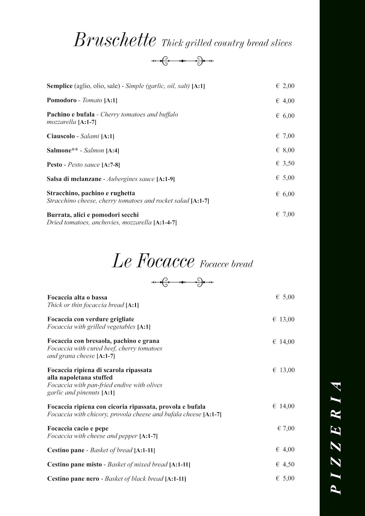 Menu di Taverna Rossini 