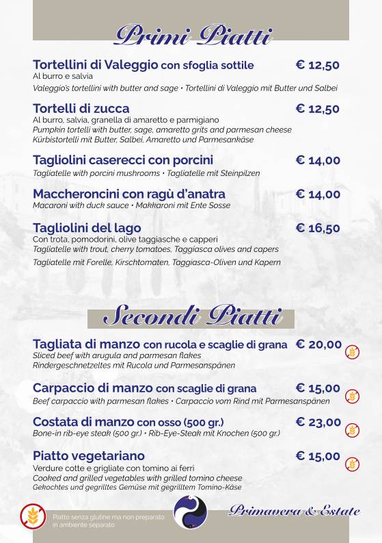 Menu di Pizzeria Trattoria Cygnus 