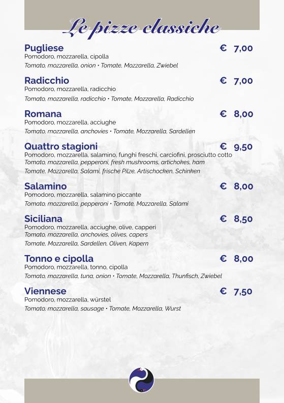 Menu di Pizzeria Trattoria Cygnus 