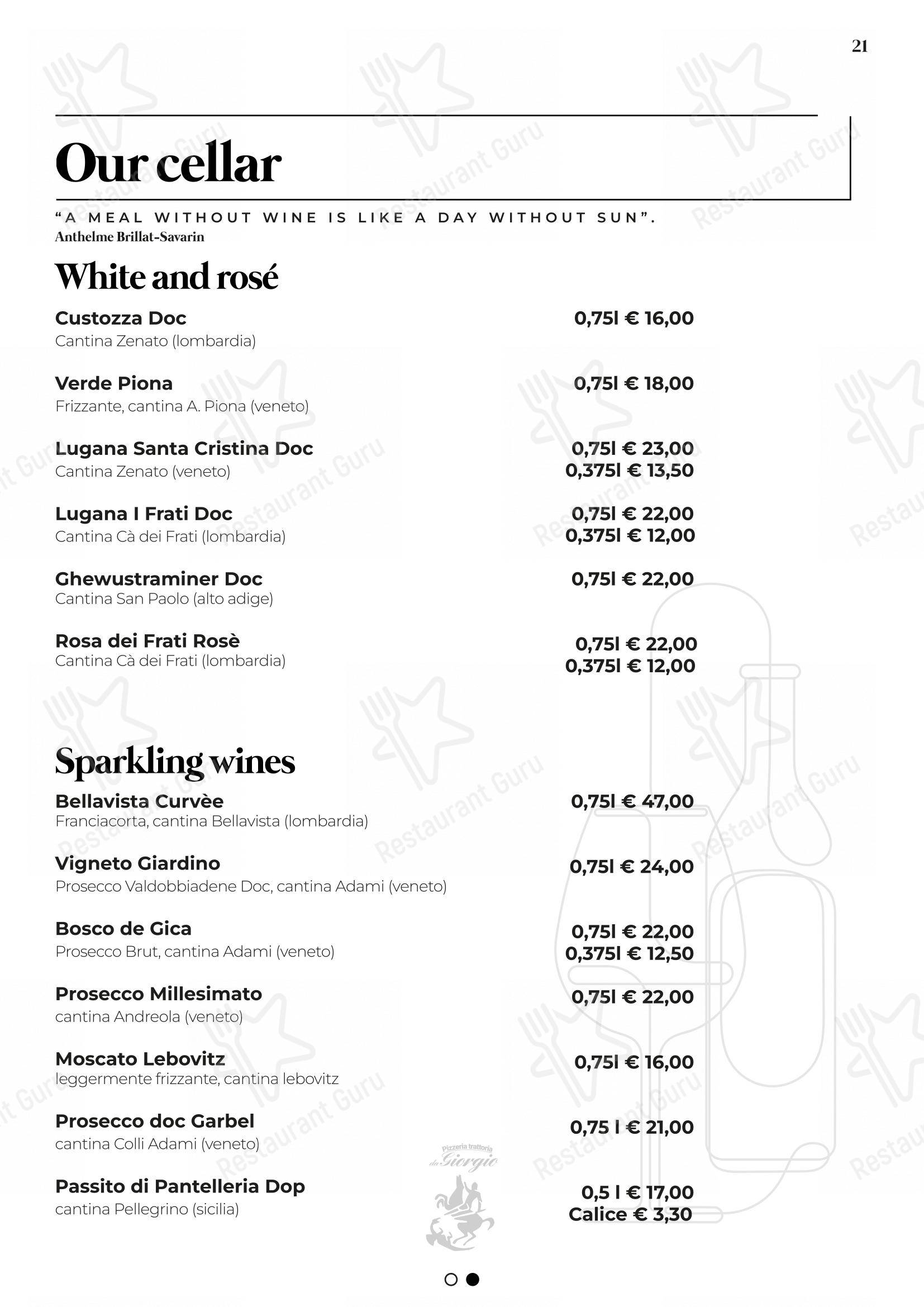 Menu bar per Pizzeria Trattoria da Giorgio pizzeria