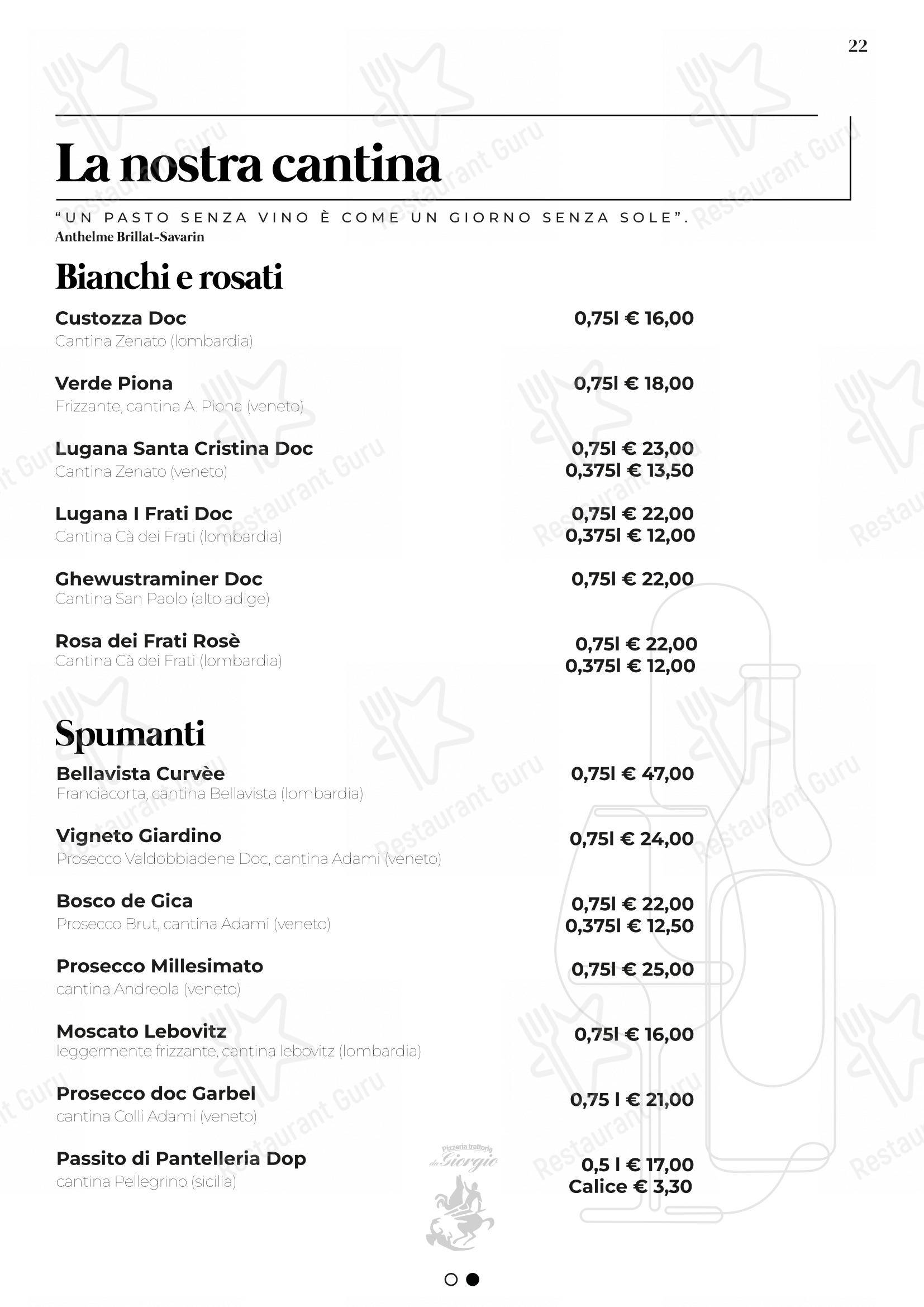 Menu per Pizzeria Trattoria da Giorgio pizzeria