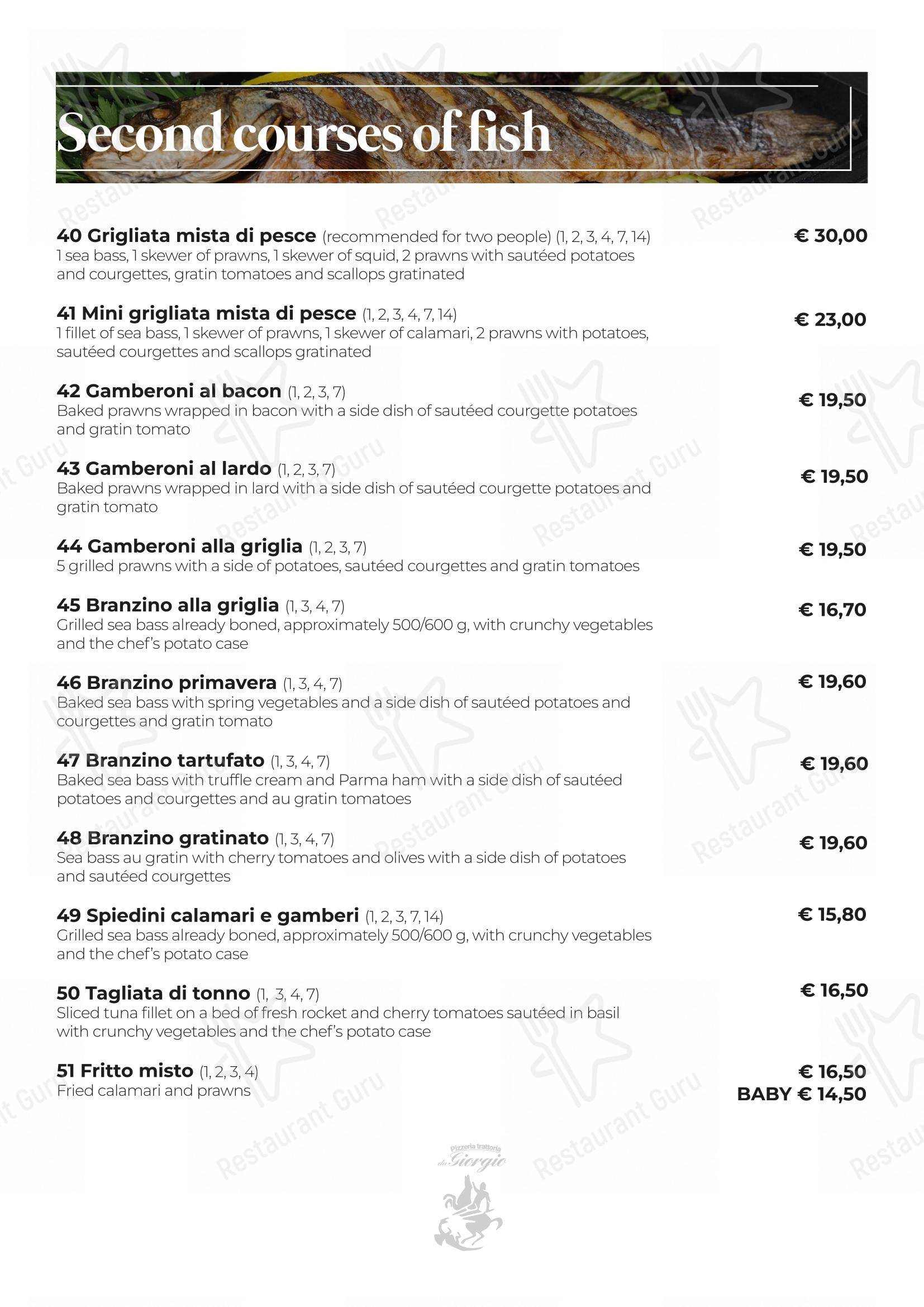 Menu bar per Pizzeria Trattoria da Giorgio pizzeria