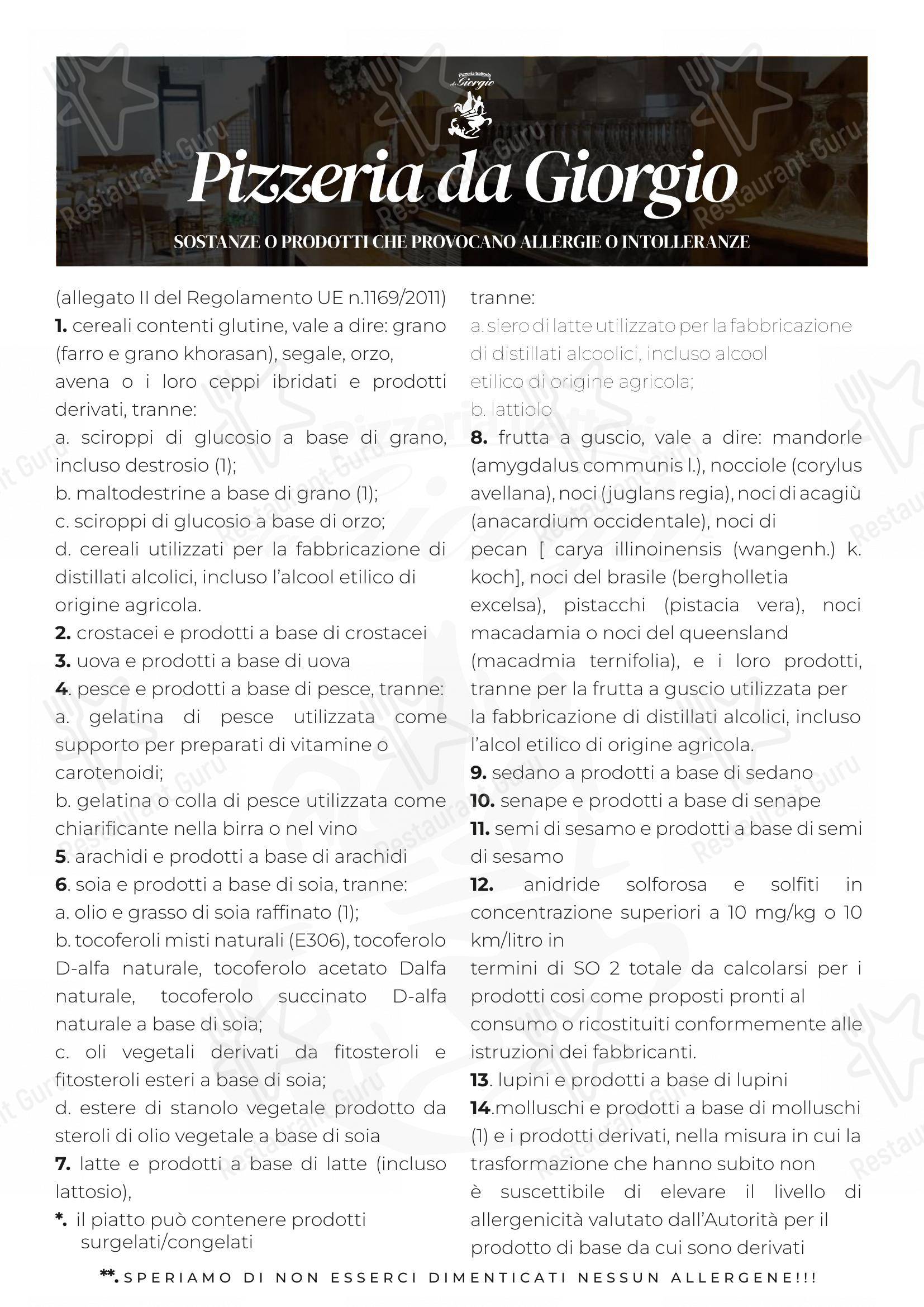 Pizzeria Trattoria da Giorgio in Roverbella - Menu