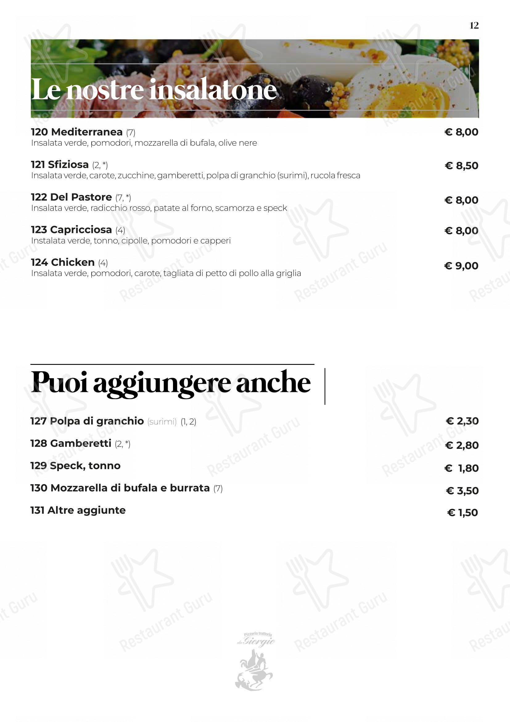 Menu di Pizzeria Trattoria da Giorgio - Menu