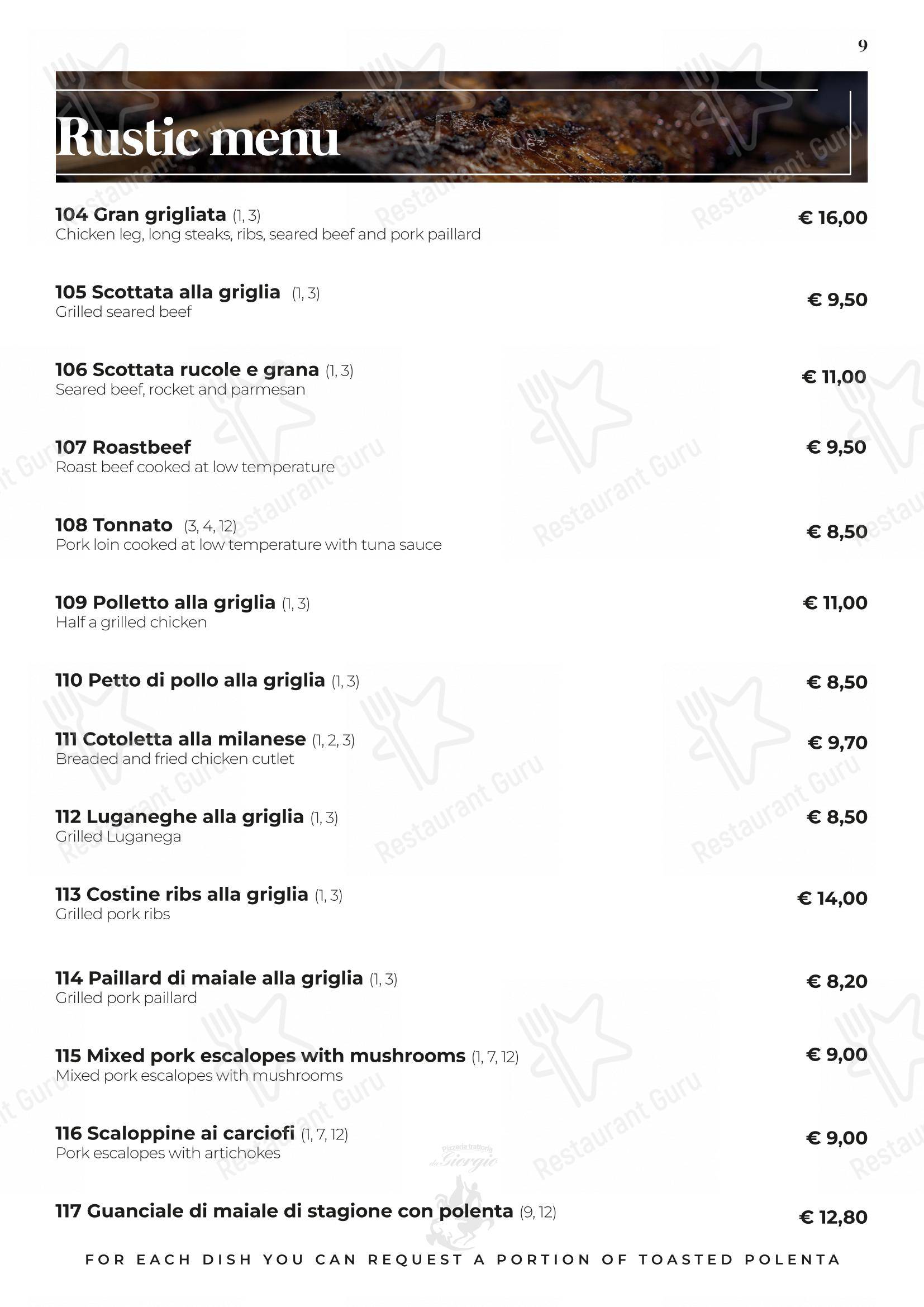 Pizzeria Trattoria da Giorgio in Roverbella - Menu bar