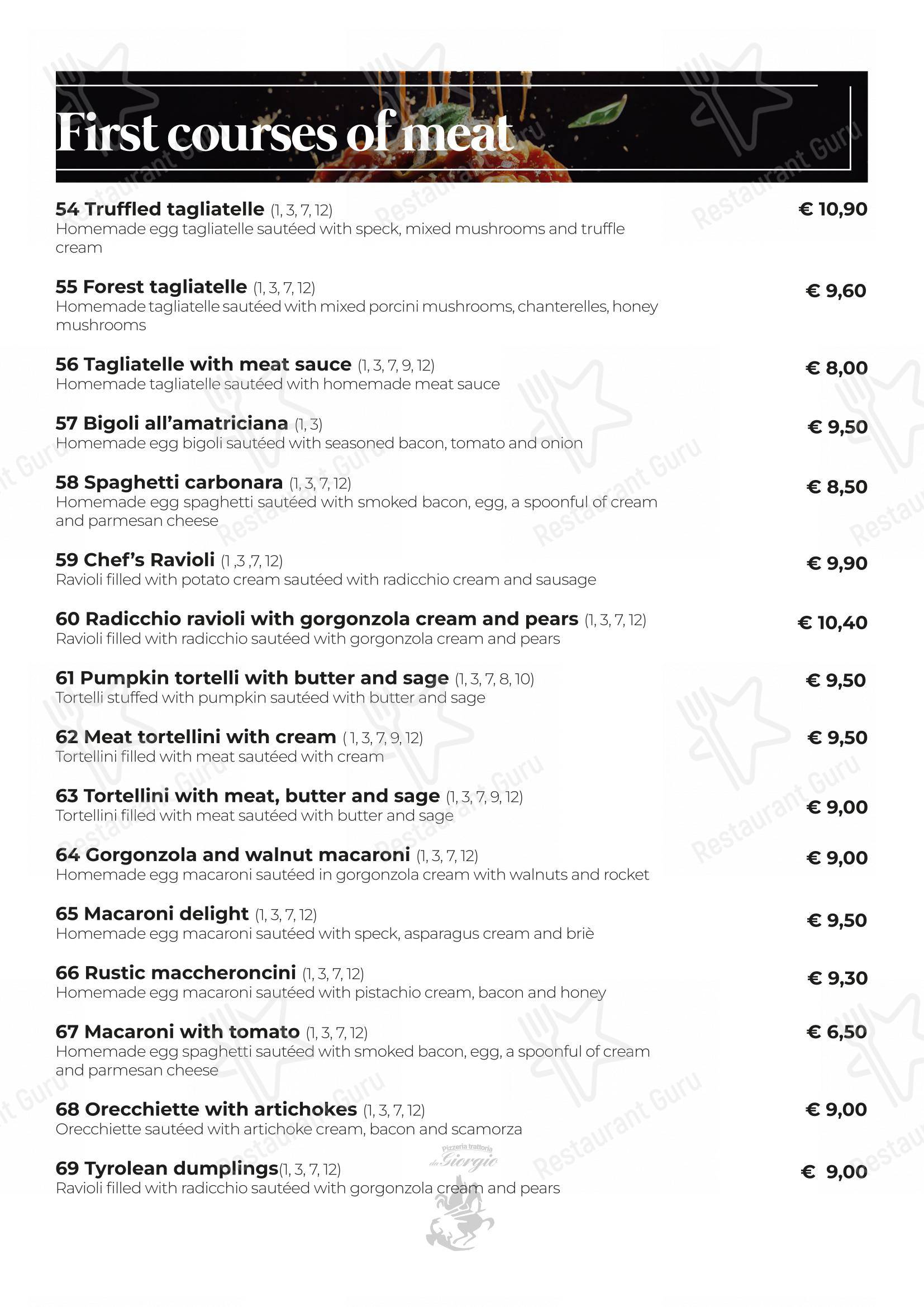 Pizzeria Trattoria da Giorgio in Roverbella - Menu bar