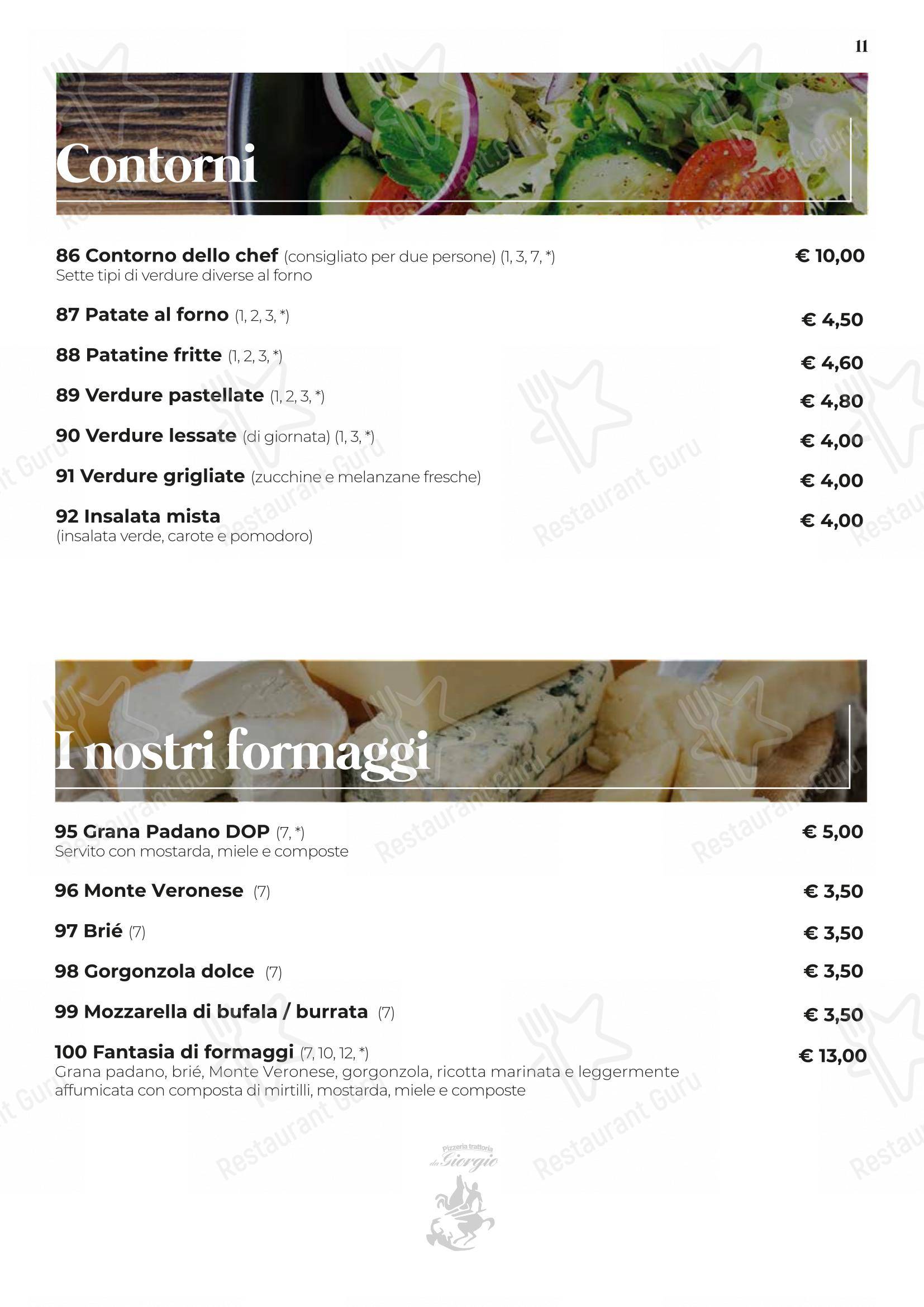Menu per Pizzeria Trattoria da Giorgio in Roverbella