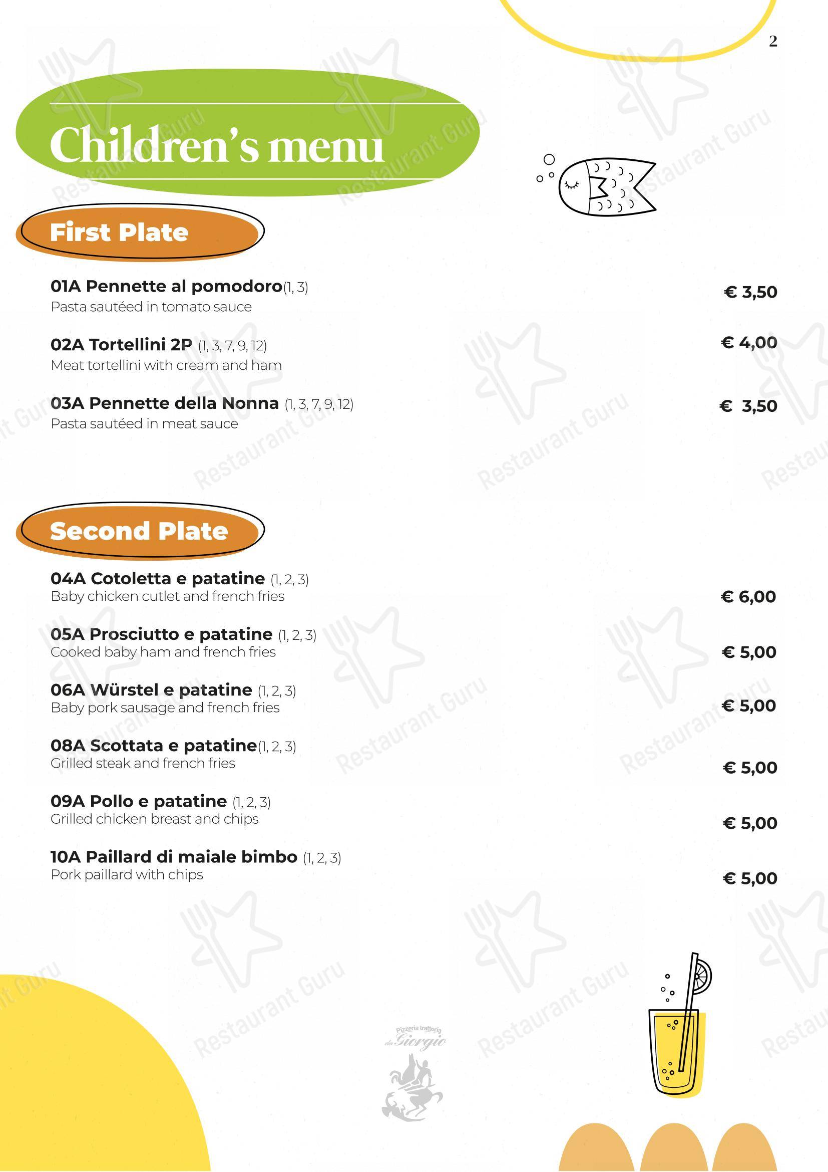 Menu bar per Pizzeria Trattoria da Giorgio in Roverbella