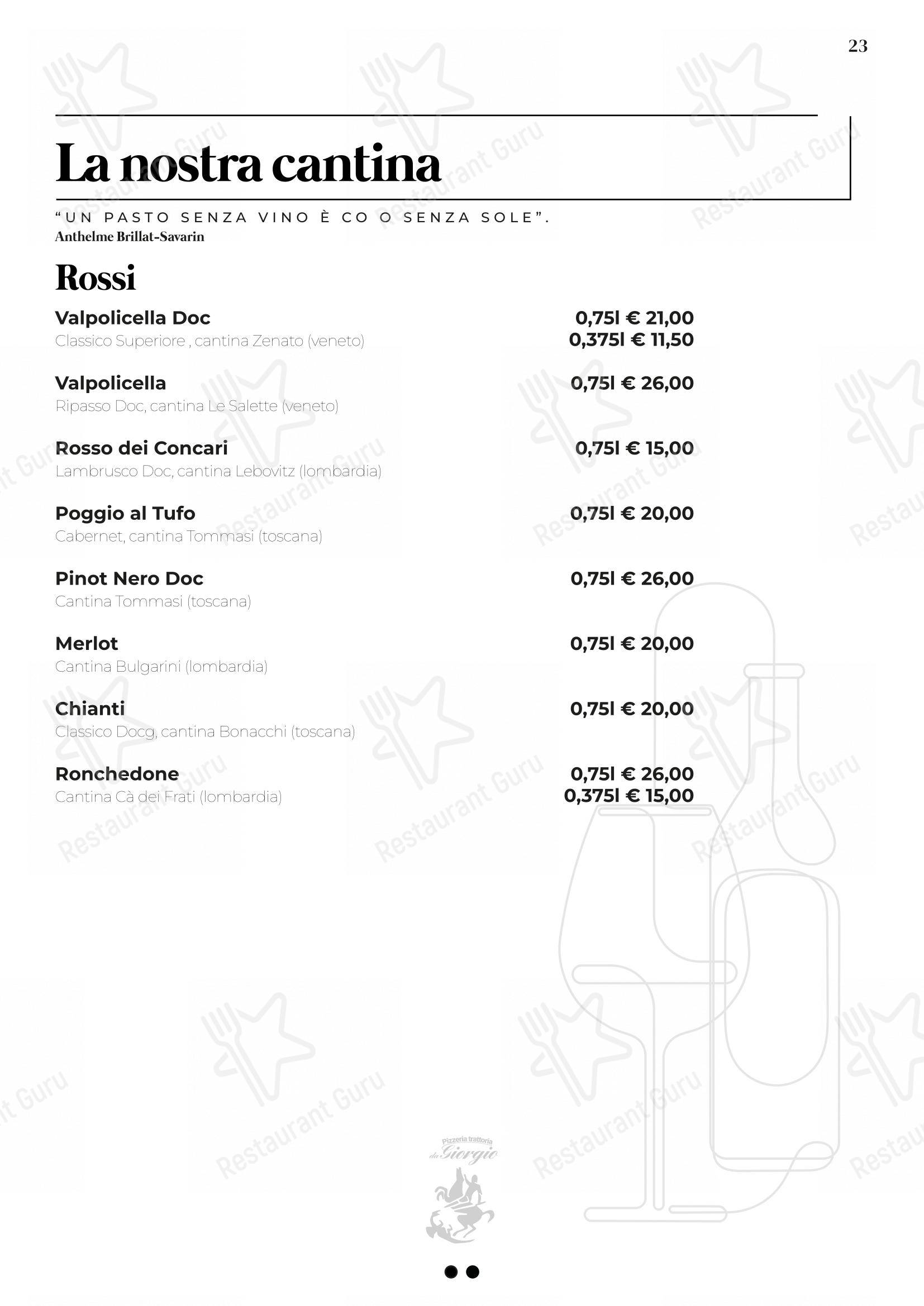 Menu di Pizzeria Trattoria da Giorgio - Menu