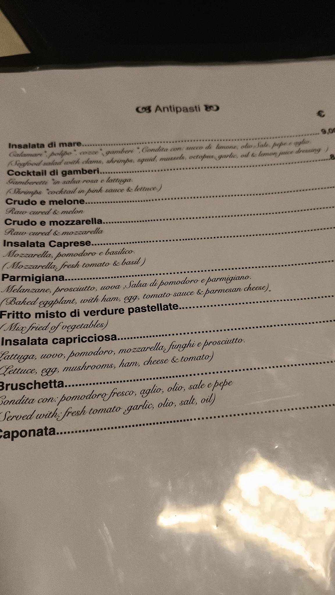 Menu di Valentino 