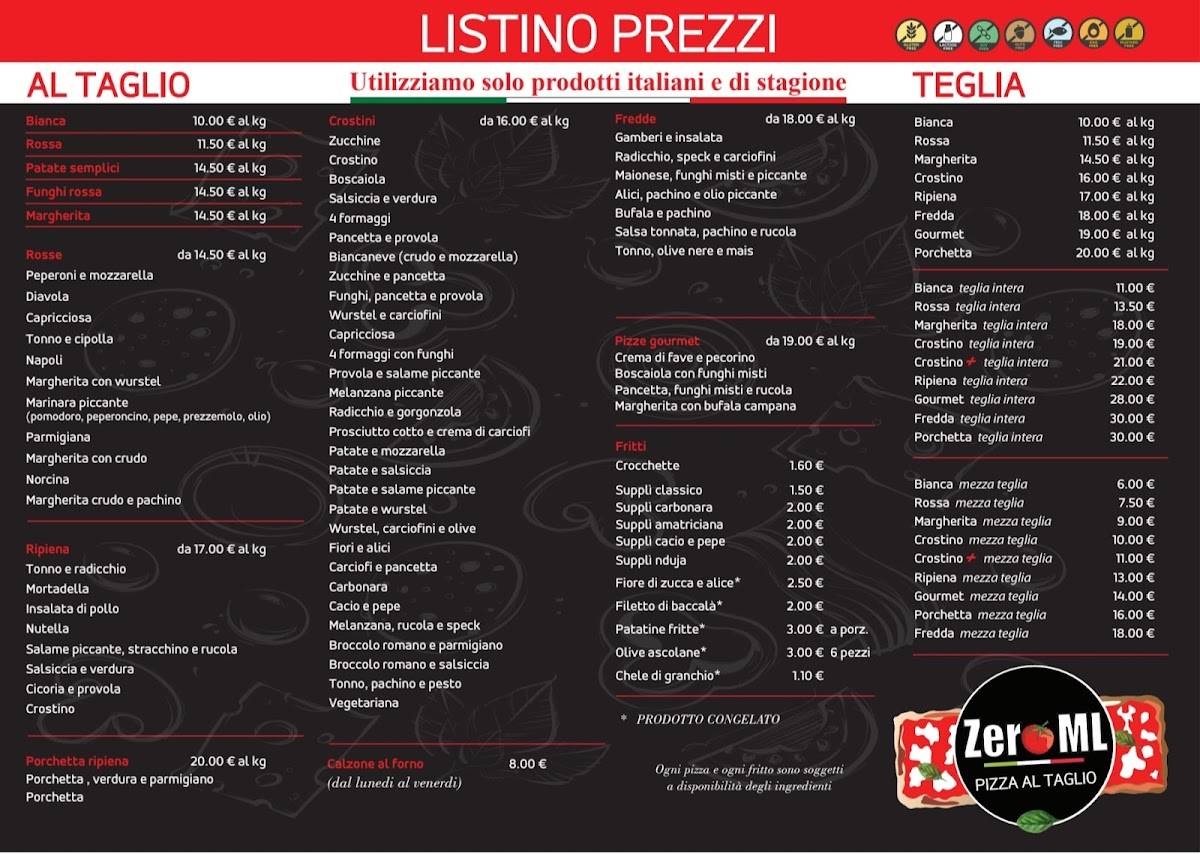 Menu di Pizzeria ZeroML 